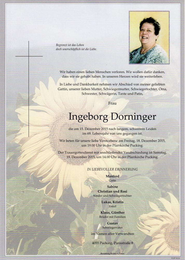 Traueranzeige von Ingeborg Dorninger