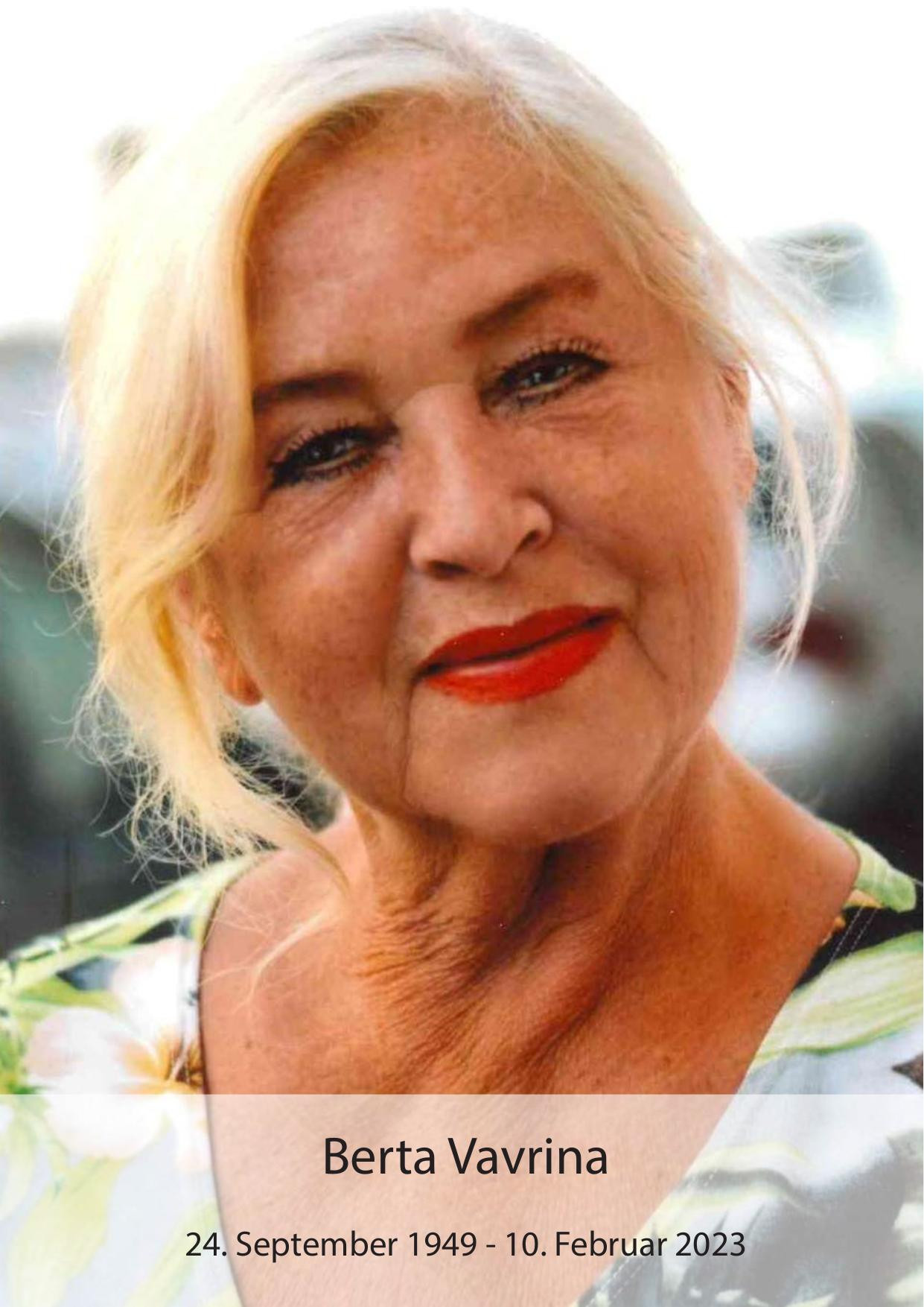 Traueranzeige von Berta Vavrina