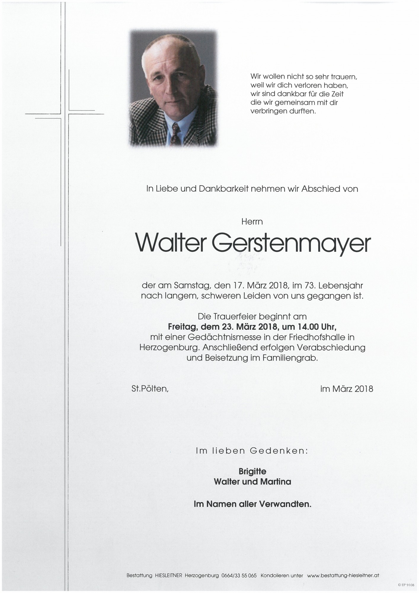 Traueranzeige von Walter Gerstenmayer