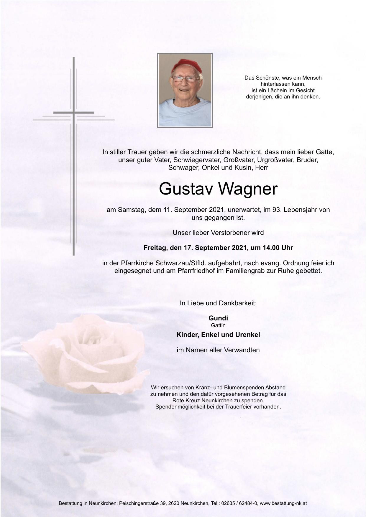 Traueranzeige von Gustav Wagner