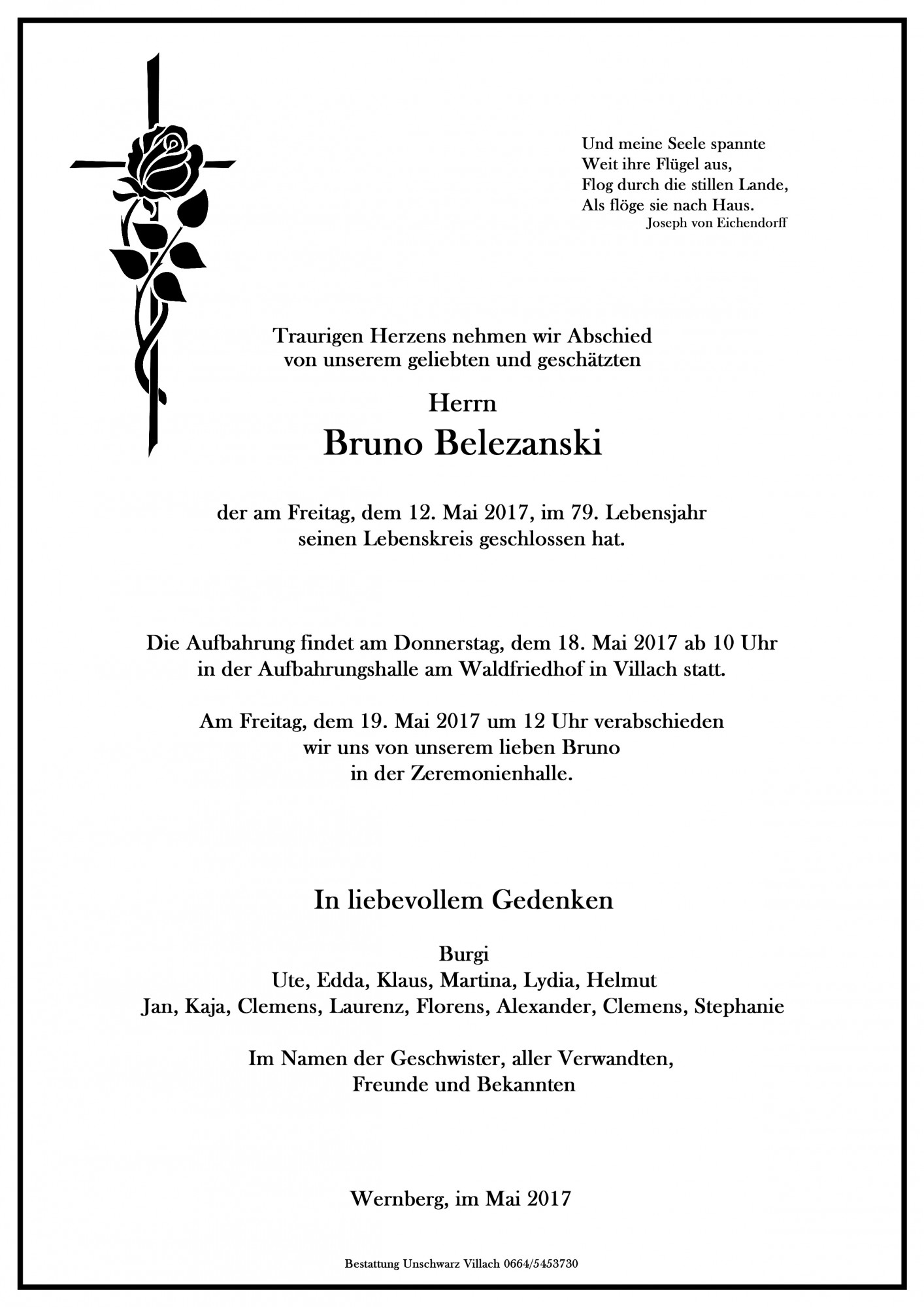 Traueranzeige von Bruno Belezanski