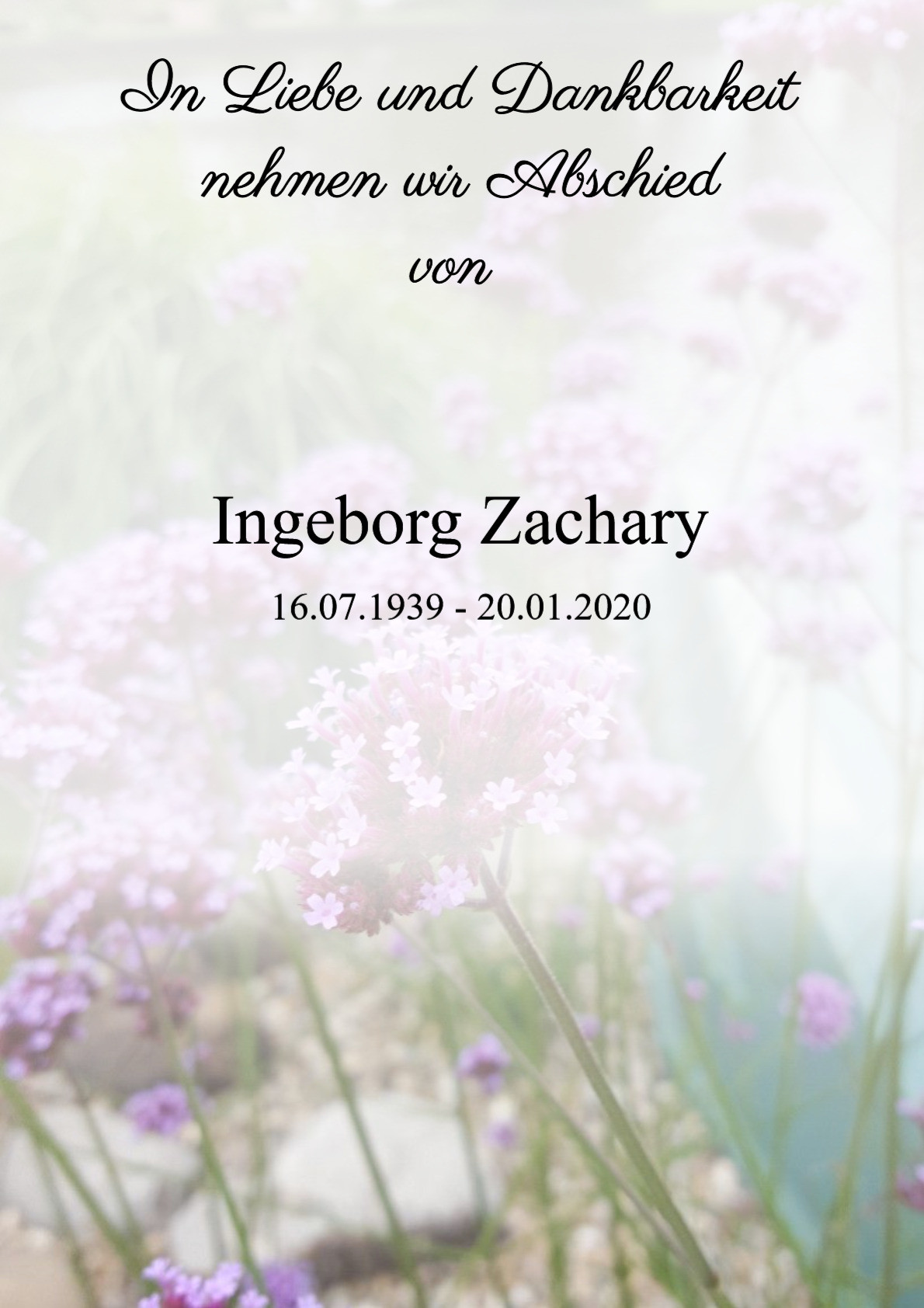 Traueranzeige von Ingeborg Zachary