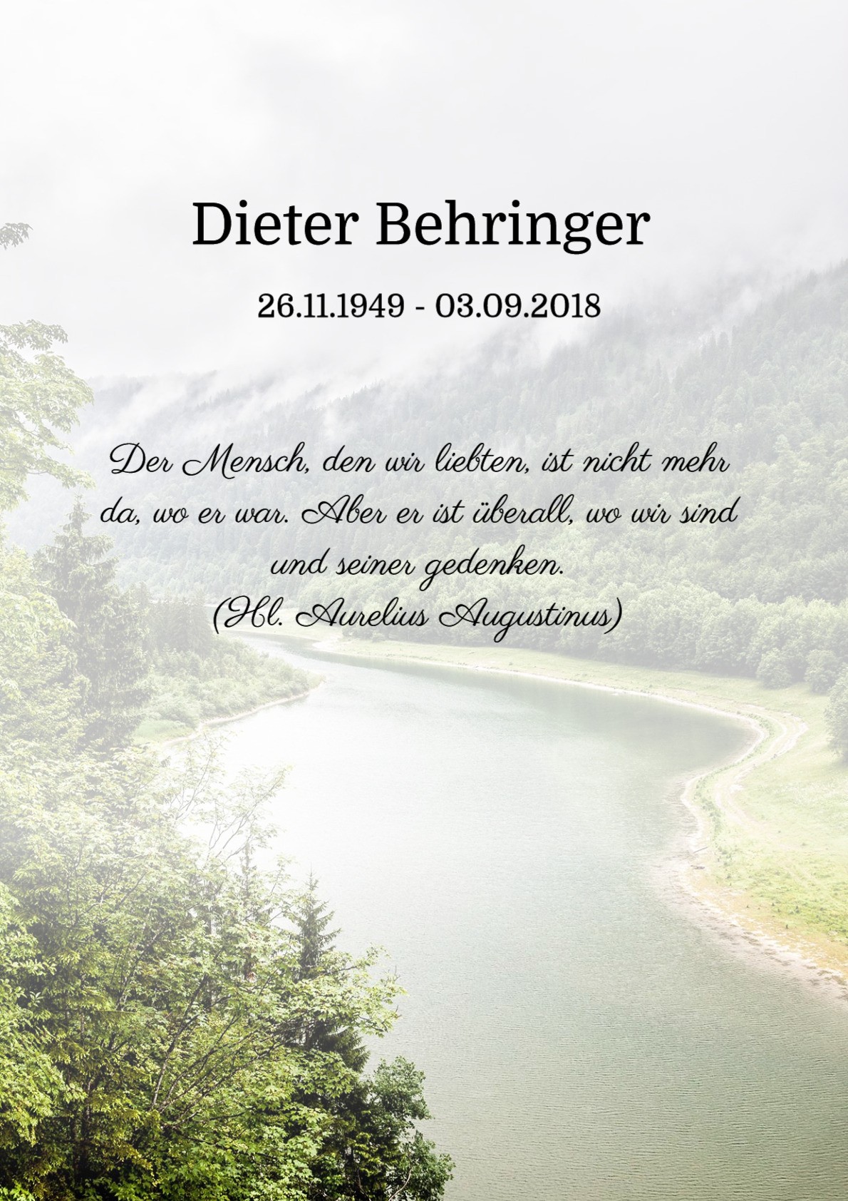 Traueranzeige von Dieter Behringer