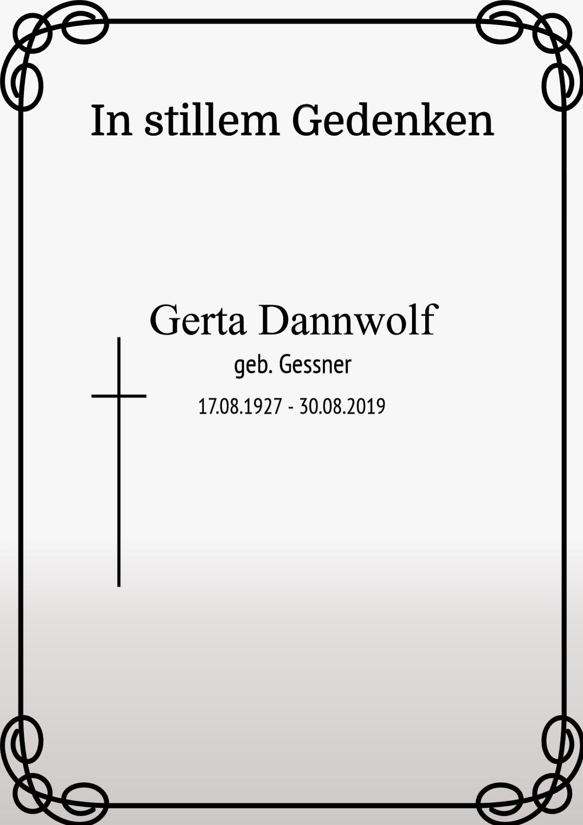 Traueranzeige von Gerta Dannwolf