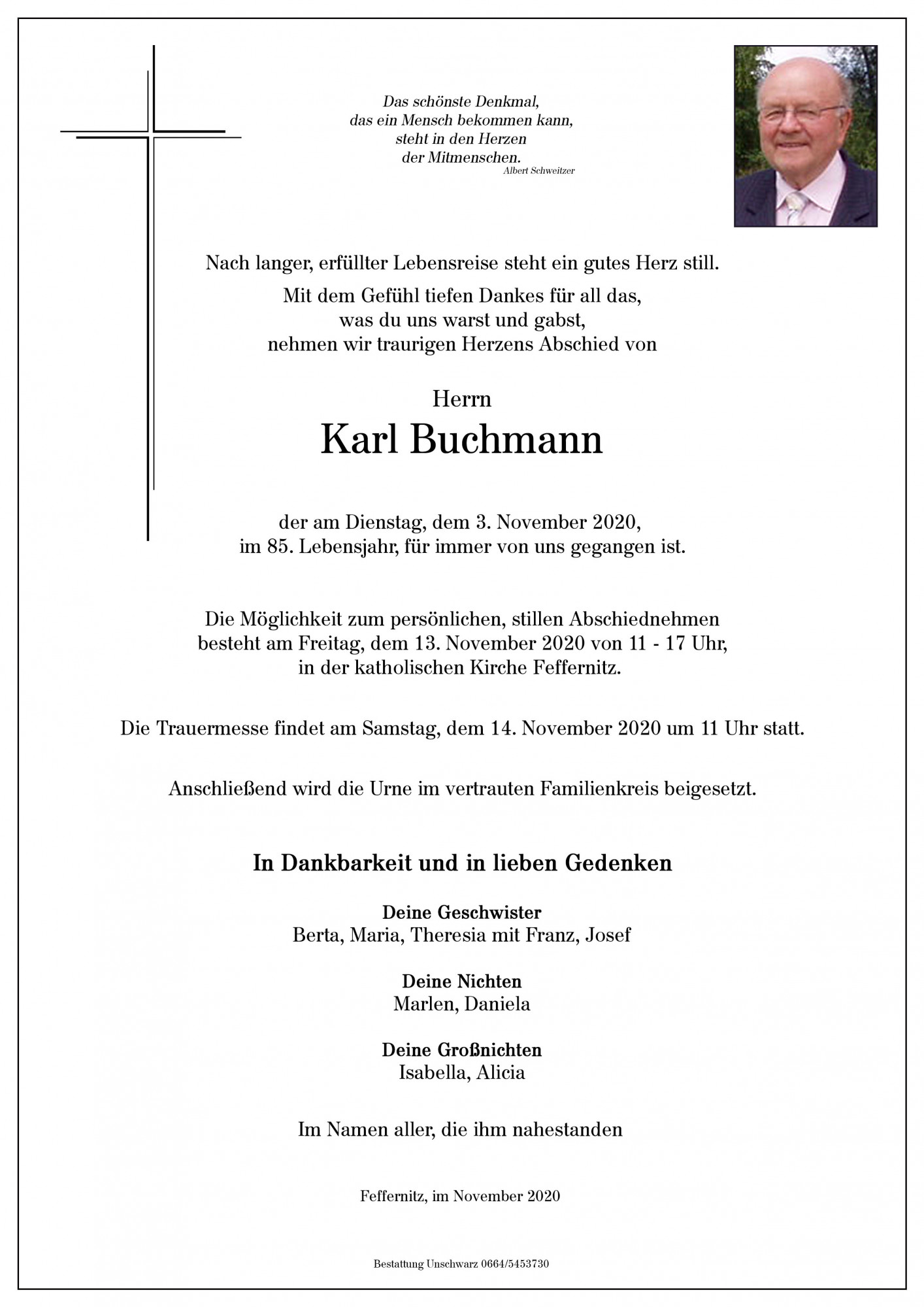 Traueranzeige von Karl Buchmann