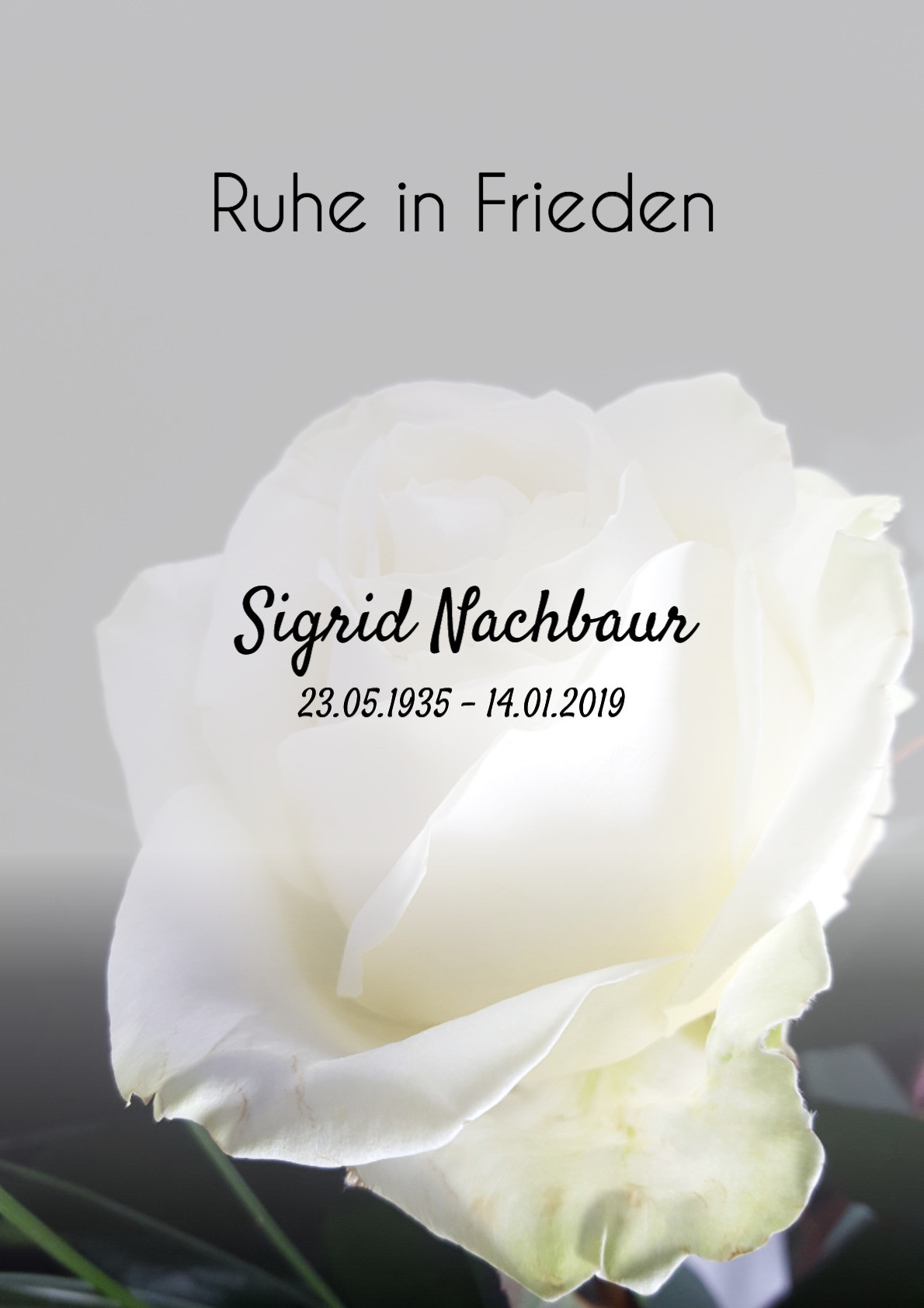 Traueranzeige von Sigrid Nachbaur