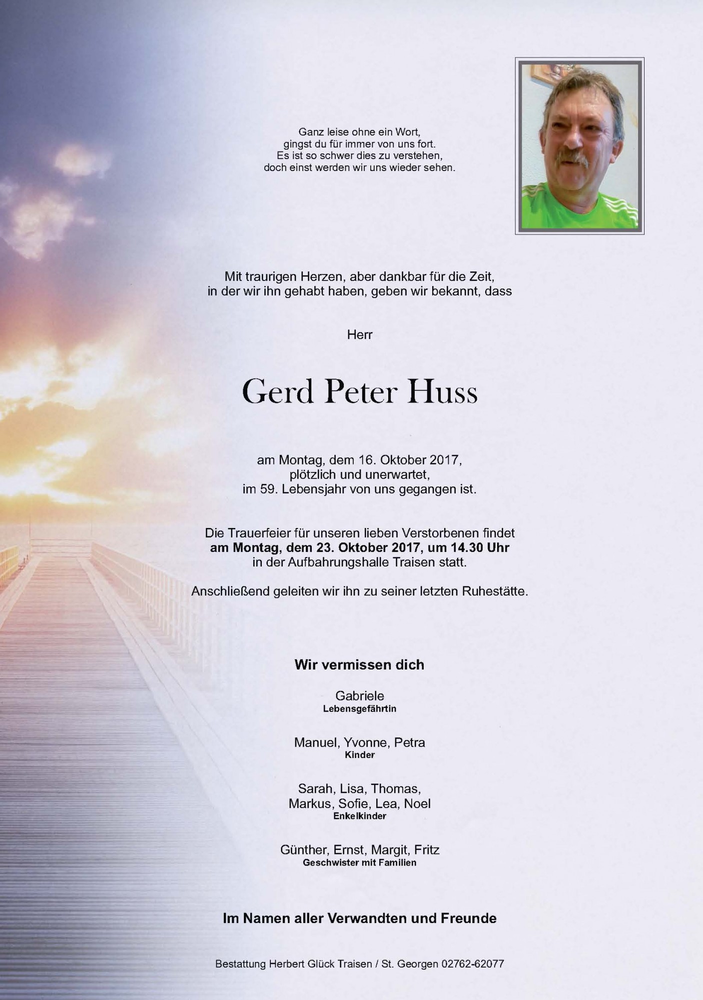 Traueranzeige von Gerd Peter Huss