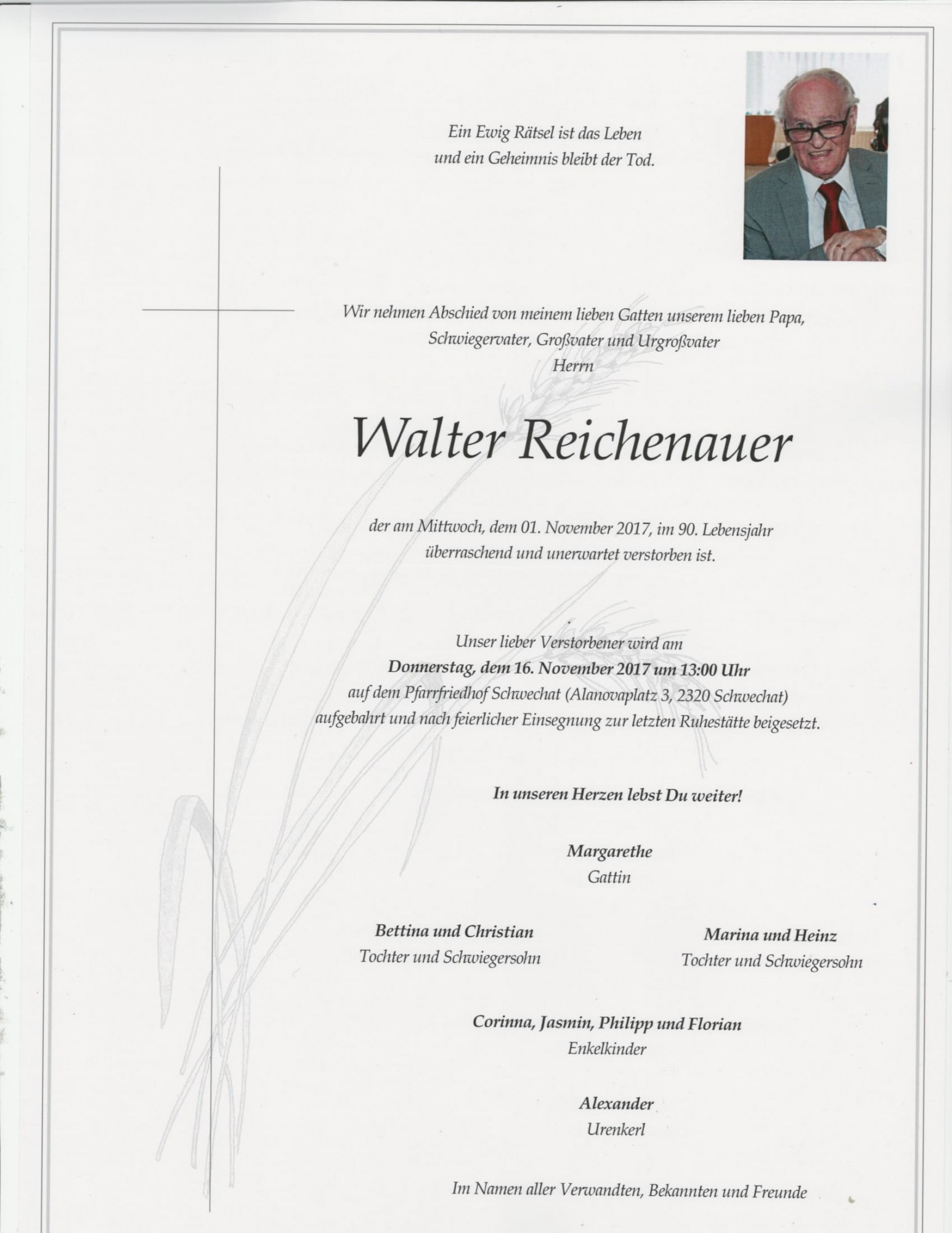 Traueranzeige von Walter Reichenauer