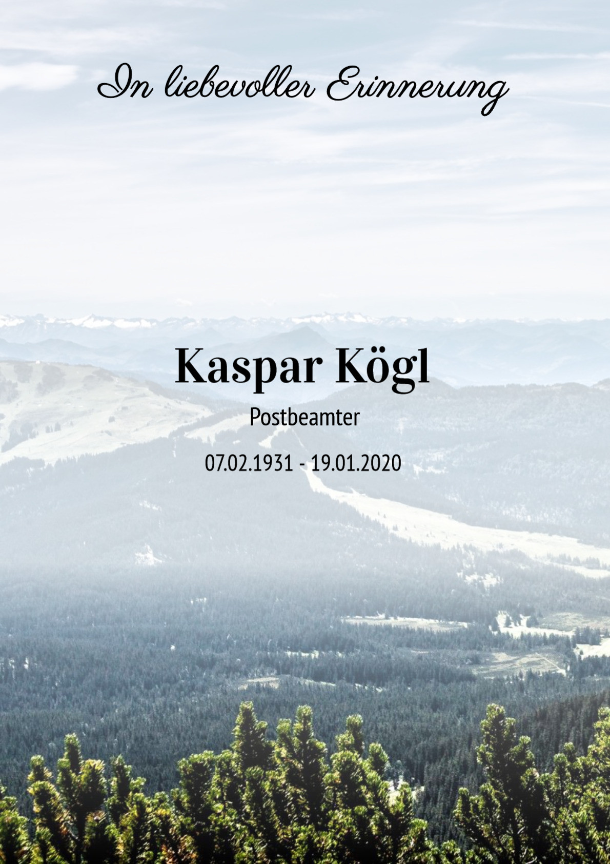Traueranzeige von Kaspar Kögl