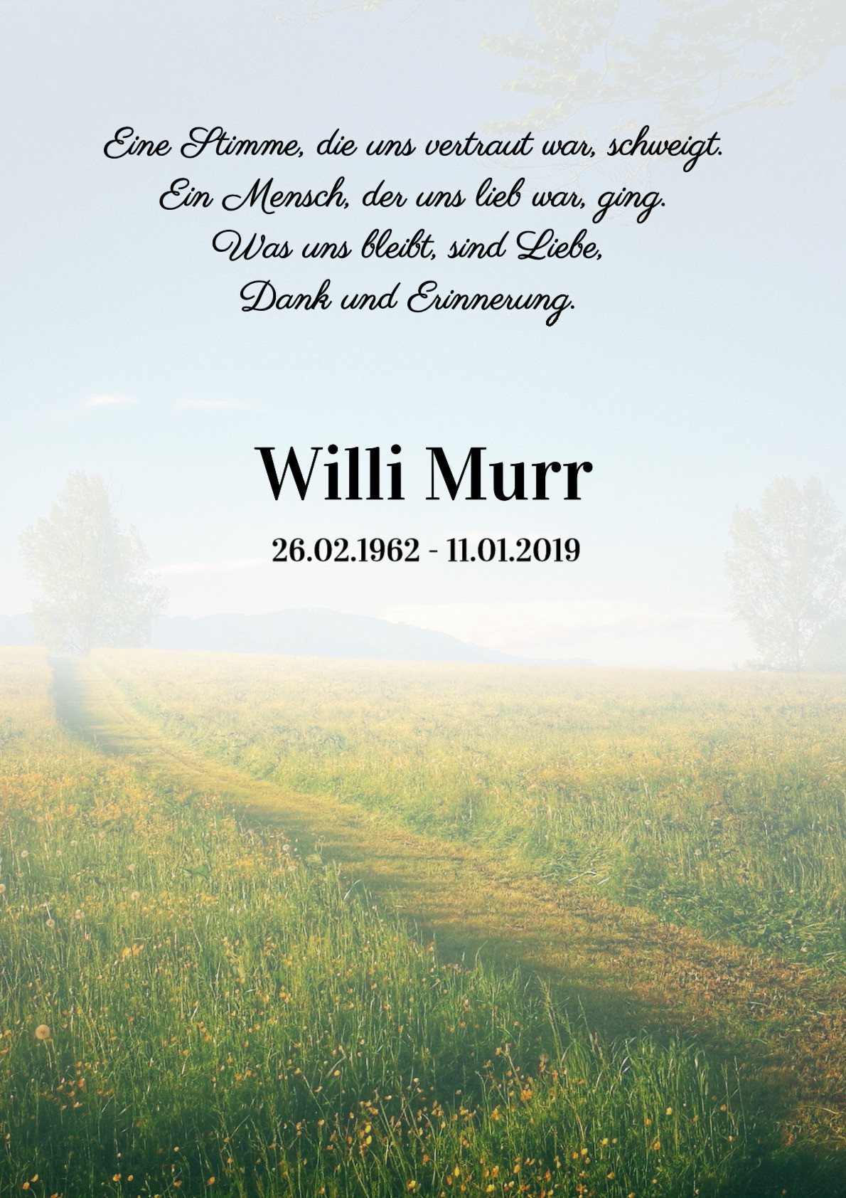 Traueranzeige von Willi Murr