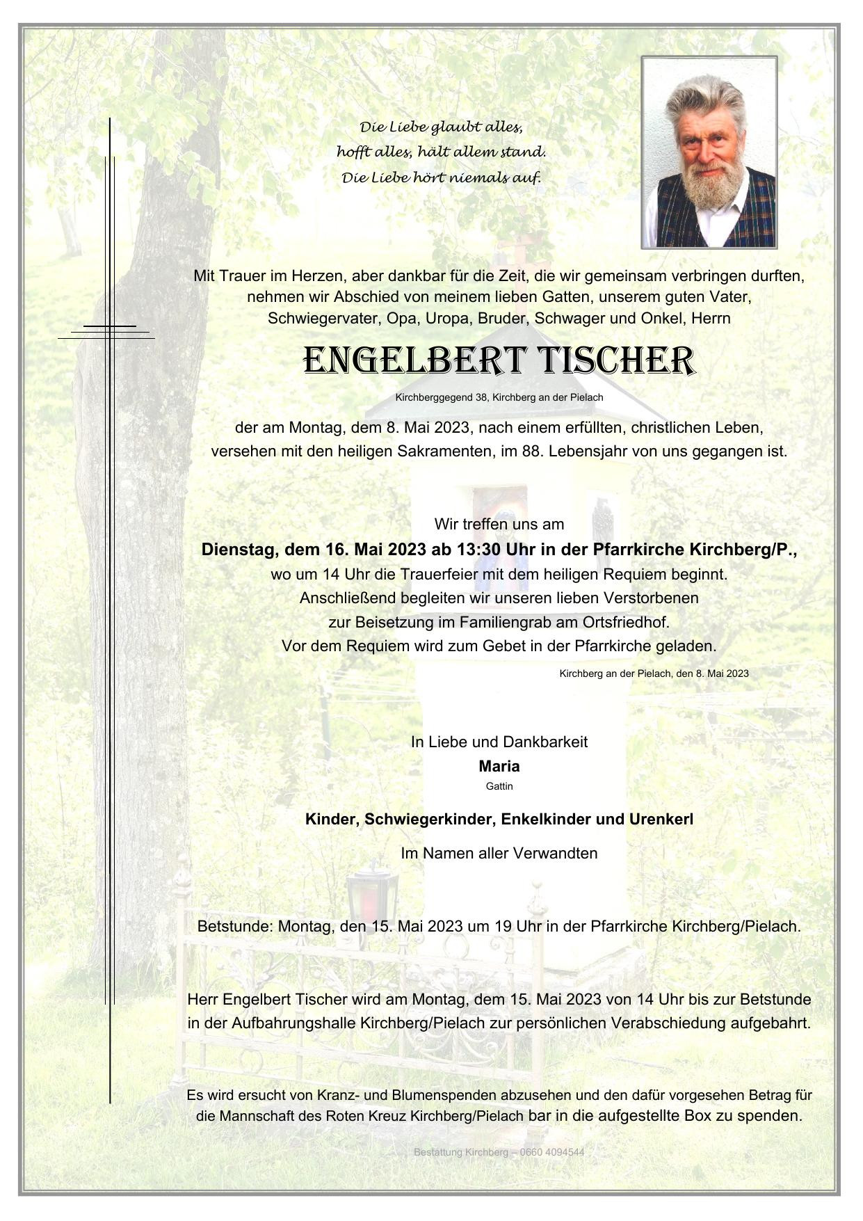 Traueranzeige von Engelbert Tischer