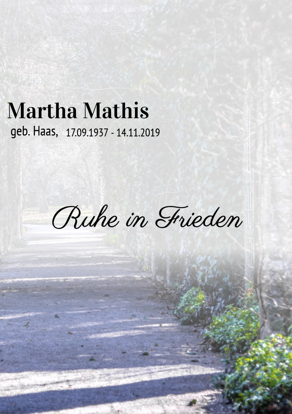 Traueranzeige von Martha Mathis