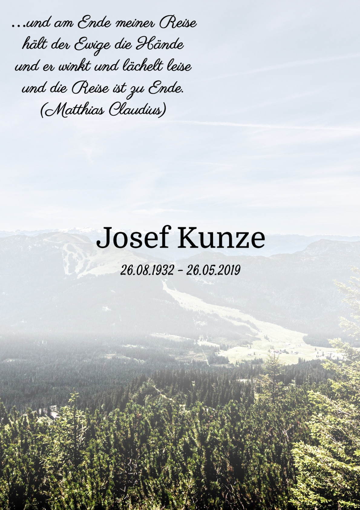 Traueranzeige von Josef Kunze