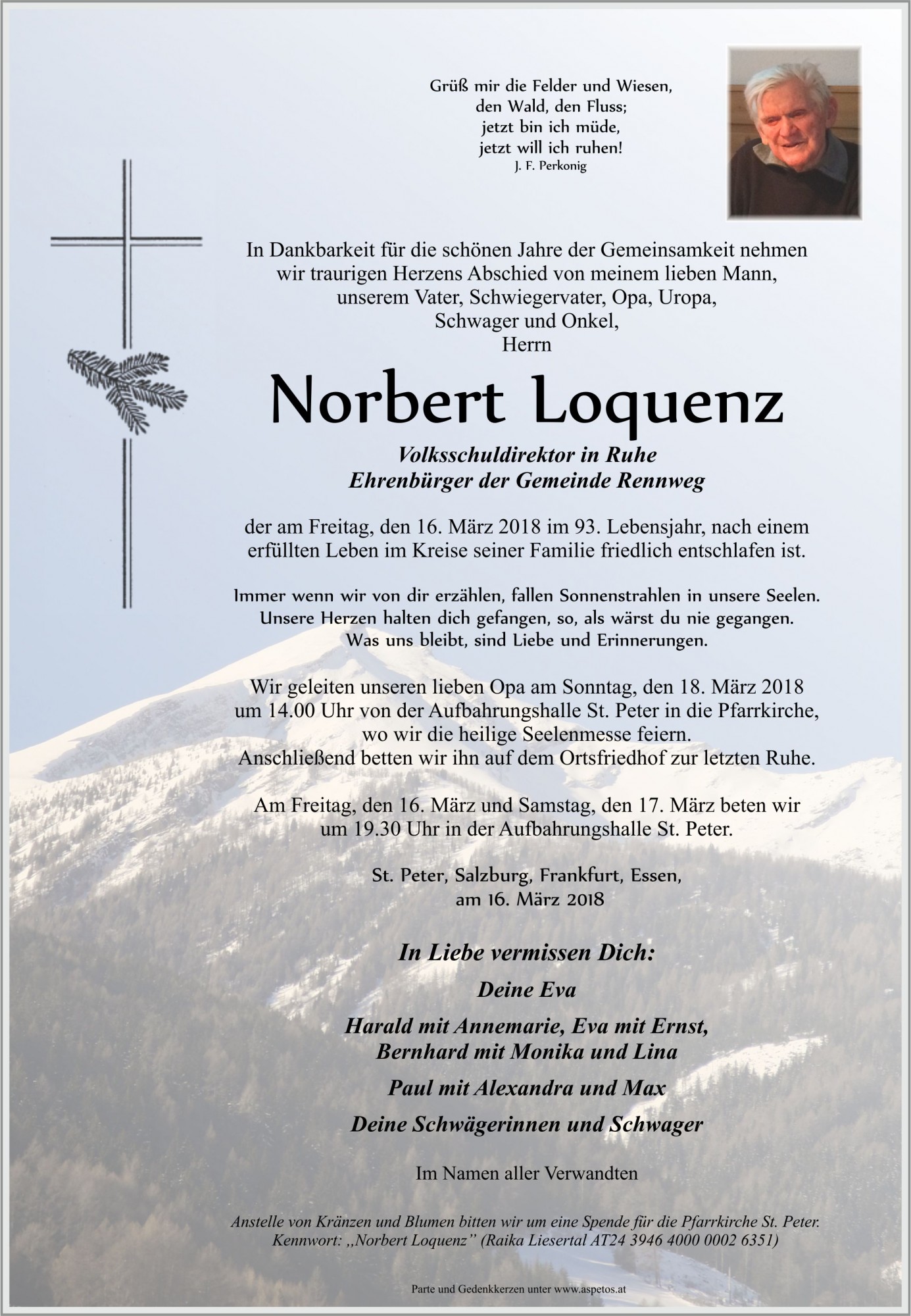 Traueranzeige von Norbert LOQUENZ