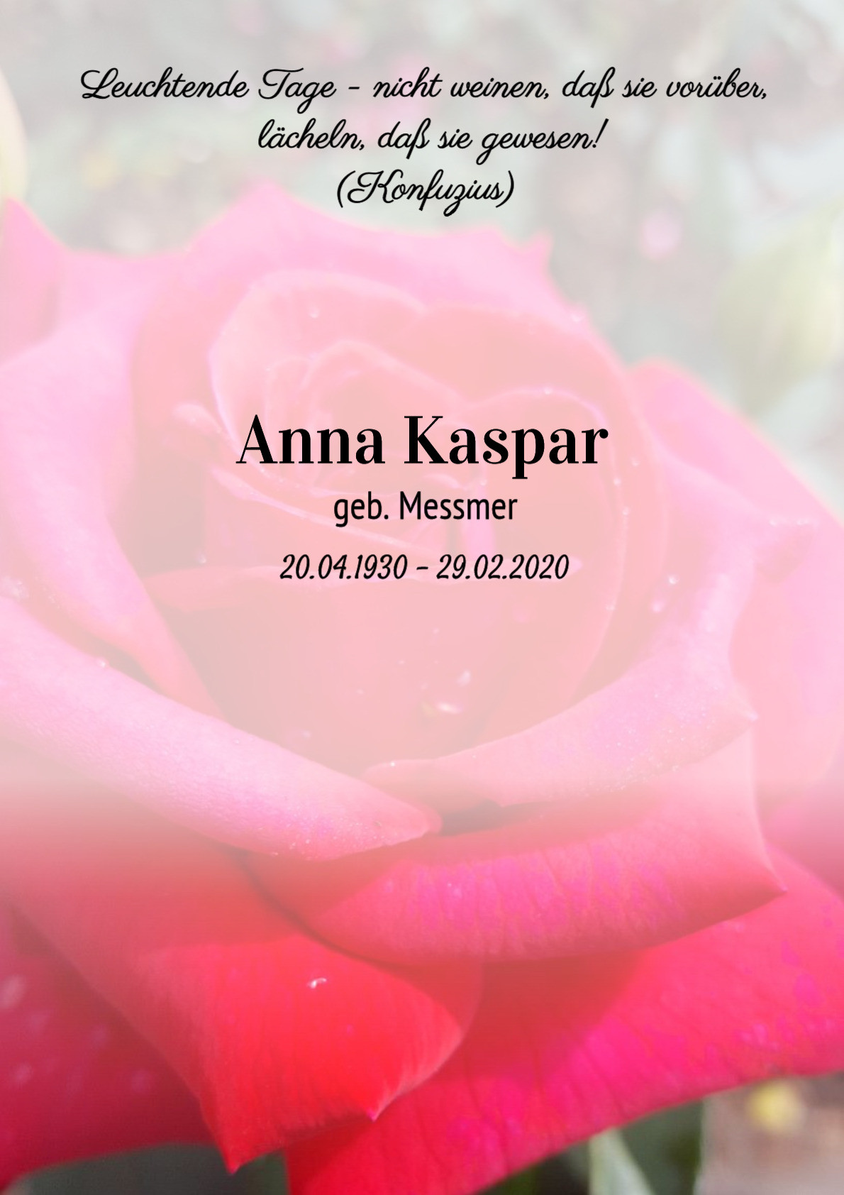 Traueranzeige von Anna Kaspar