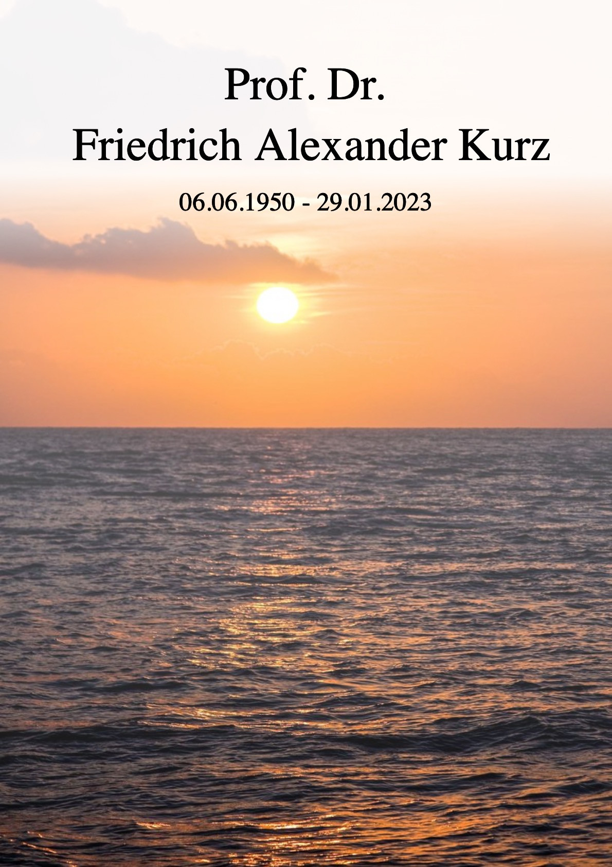 Traueranzeige von Prof. Dr. Friedrich Alexander Kurz