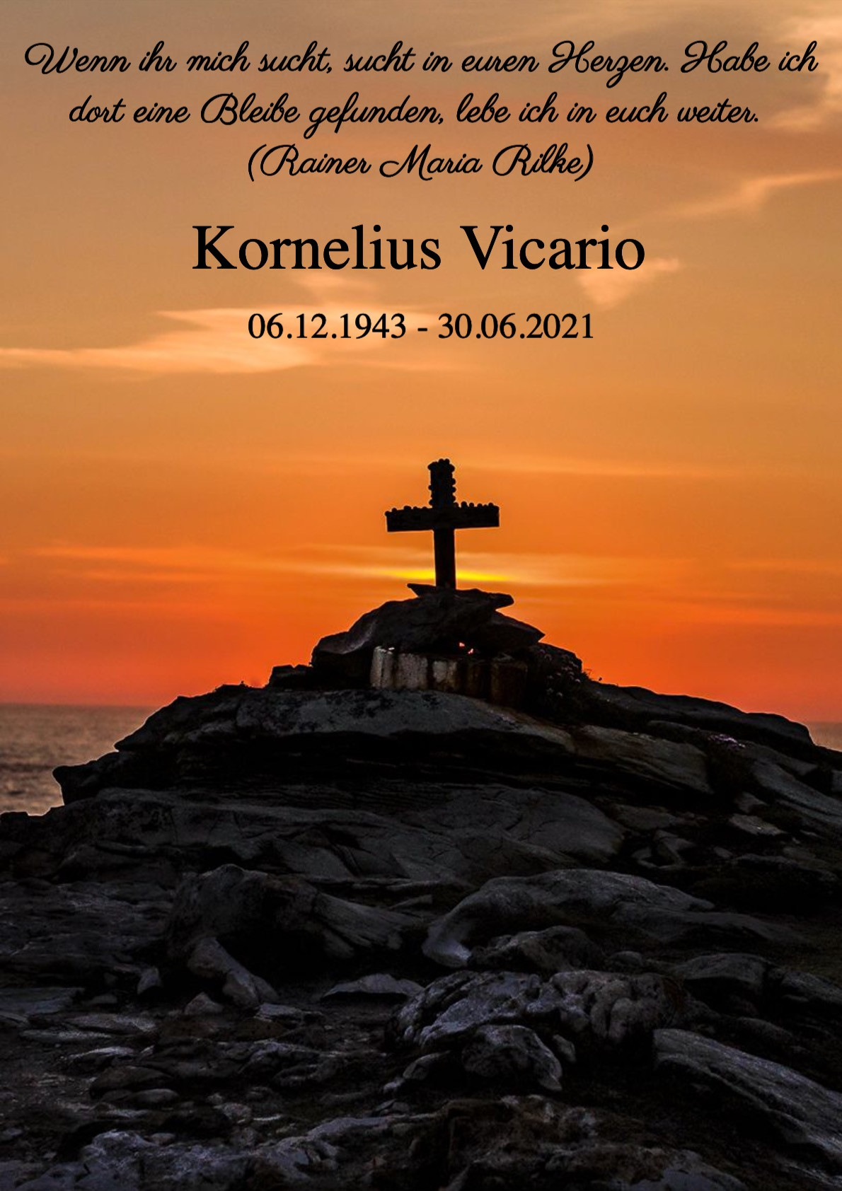 Traueranzeige von Kornelius Vicario