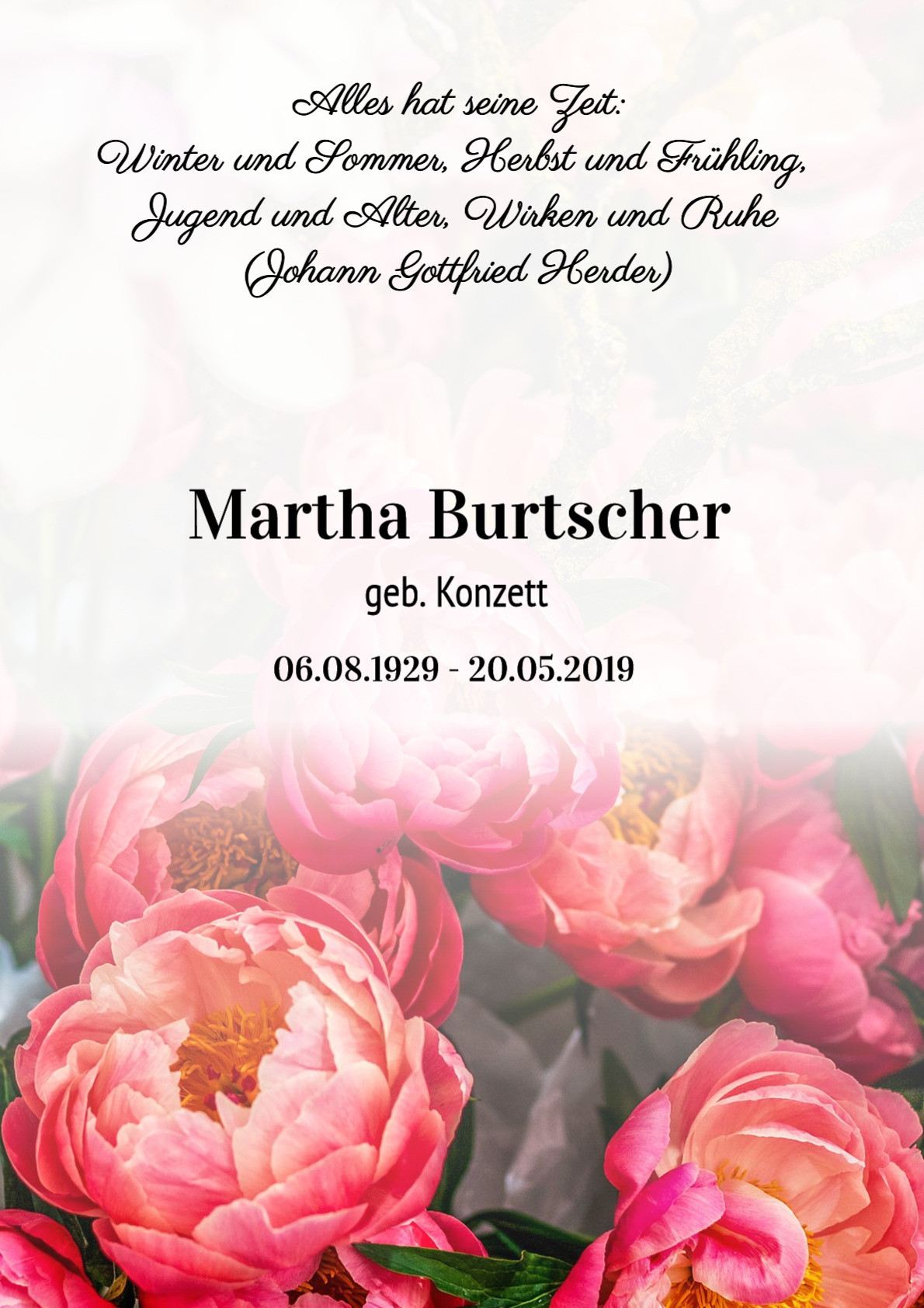 Traueranzeige von Martha Burtscher
