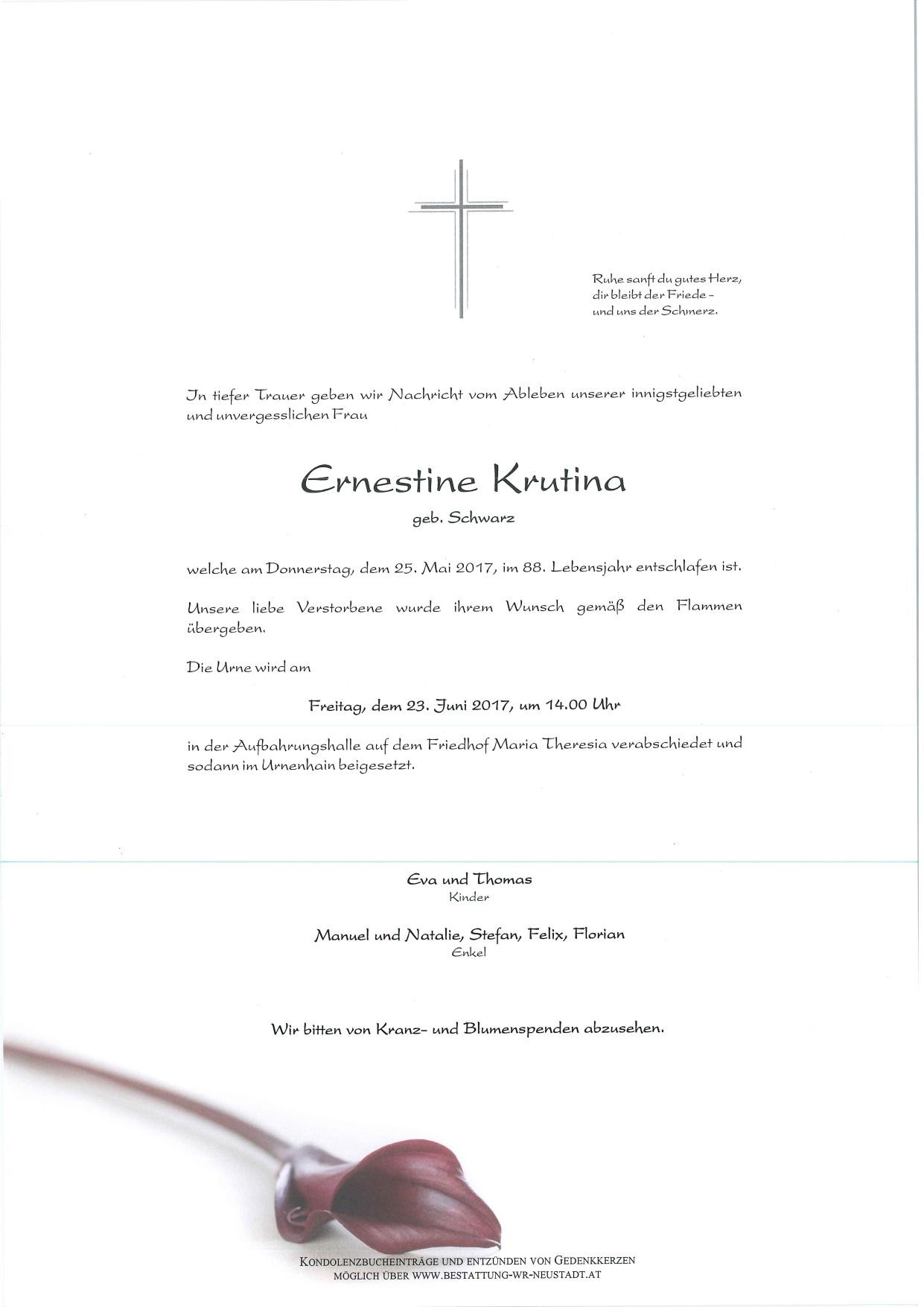 Traueranzeige von Ernestine Krutina