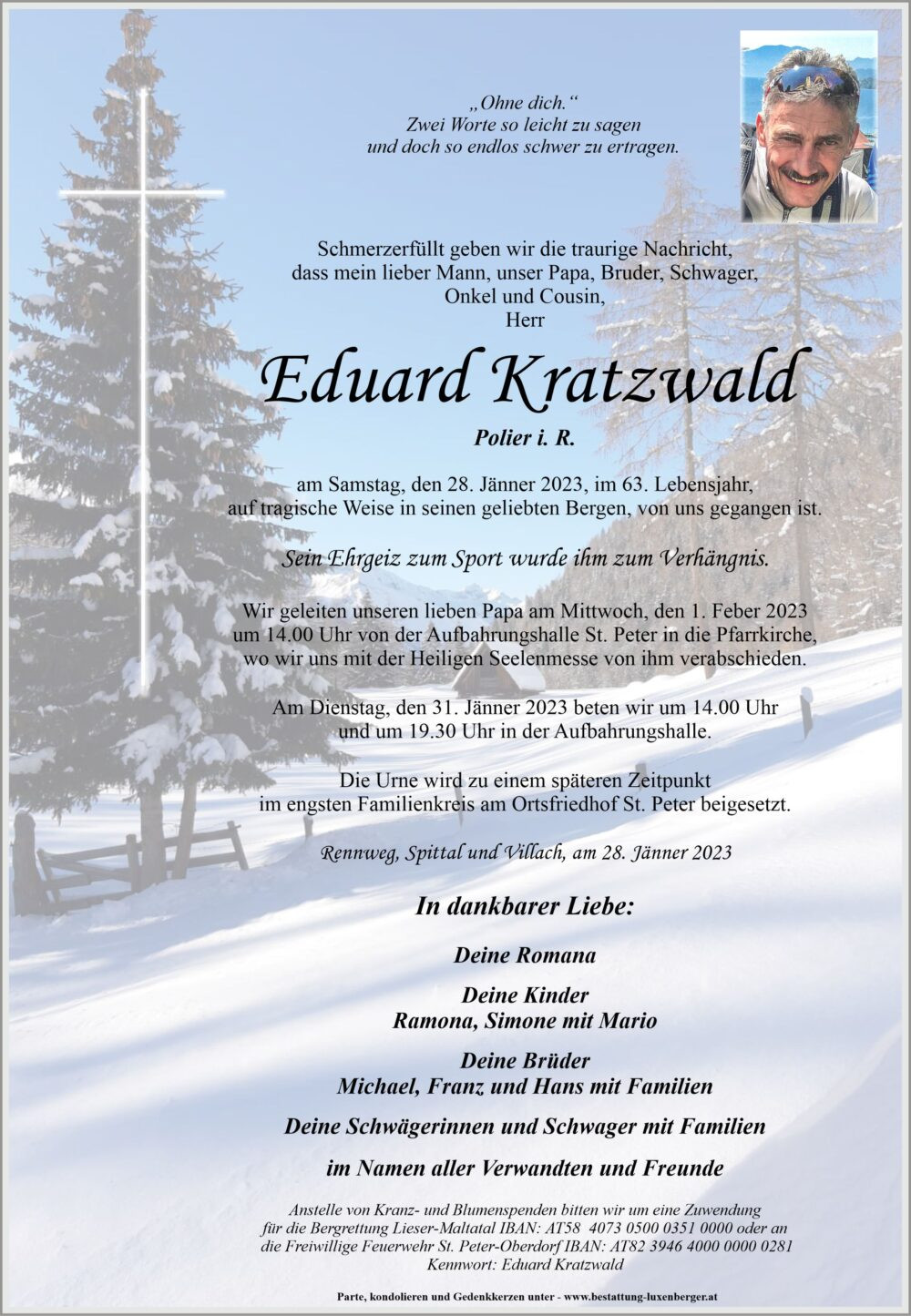 Traueranzeige von Eduard Kratzwald