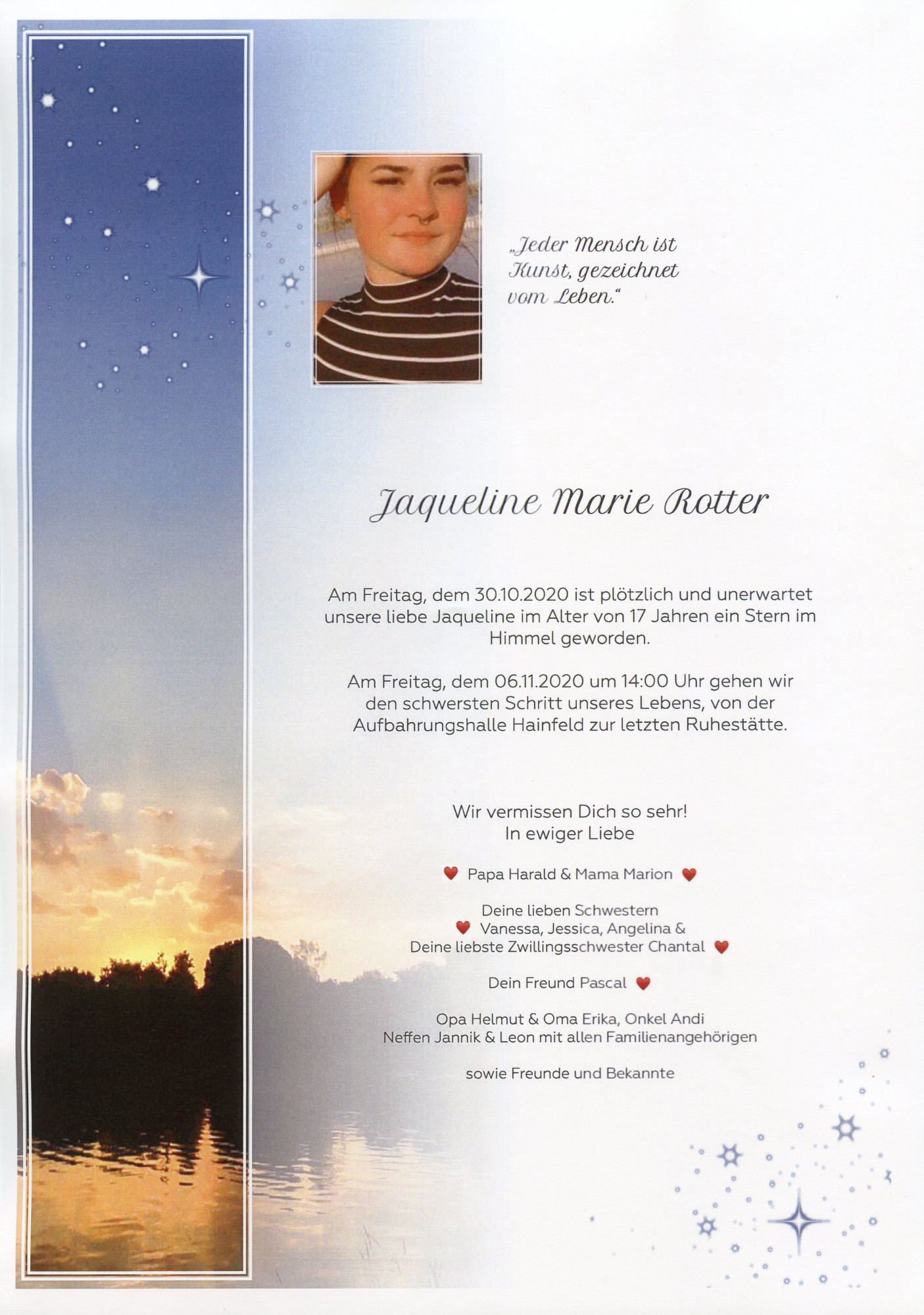 Traueranzeige von Jaqueline Marie Rotter