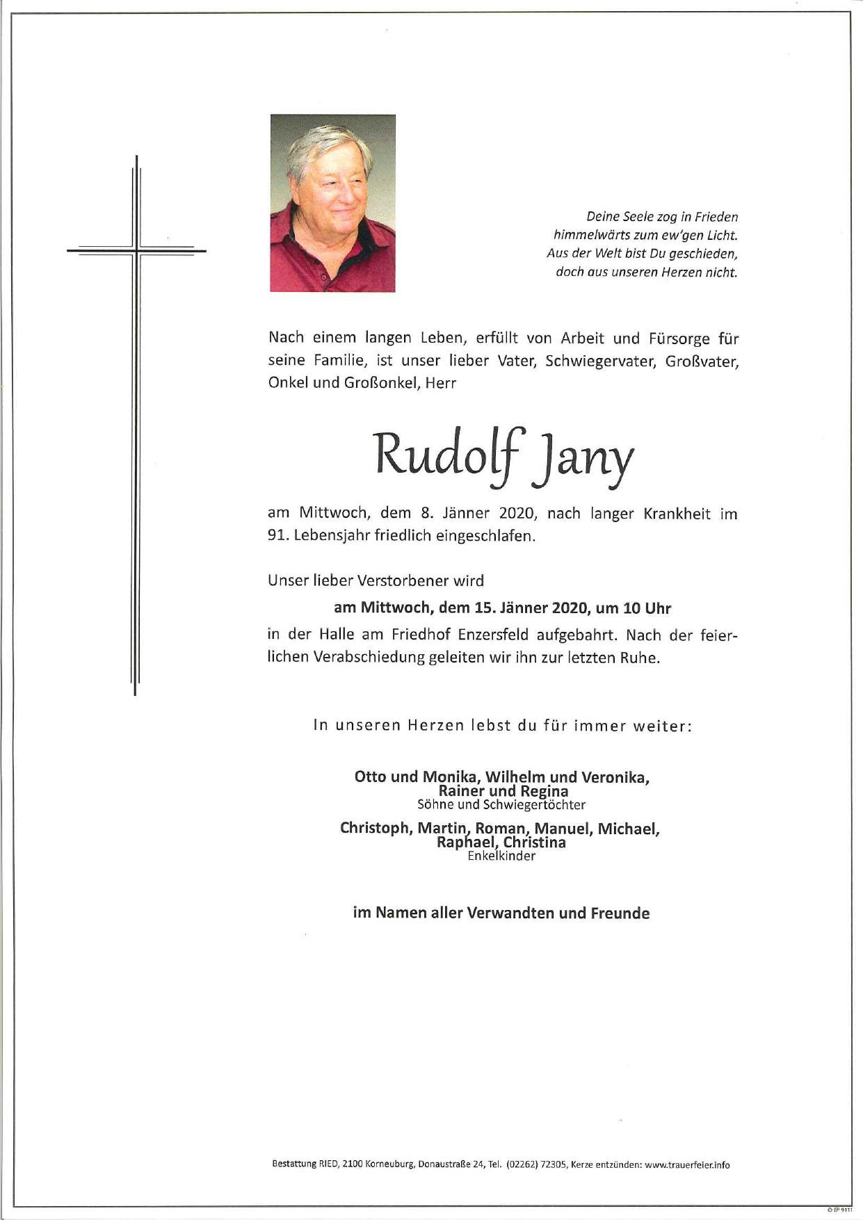 Traueranzeige von Rudolf Jany