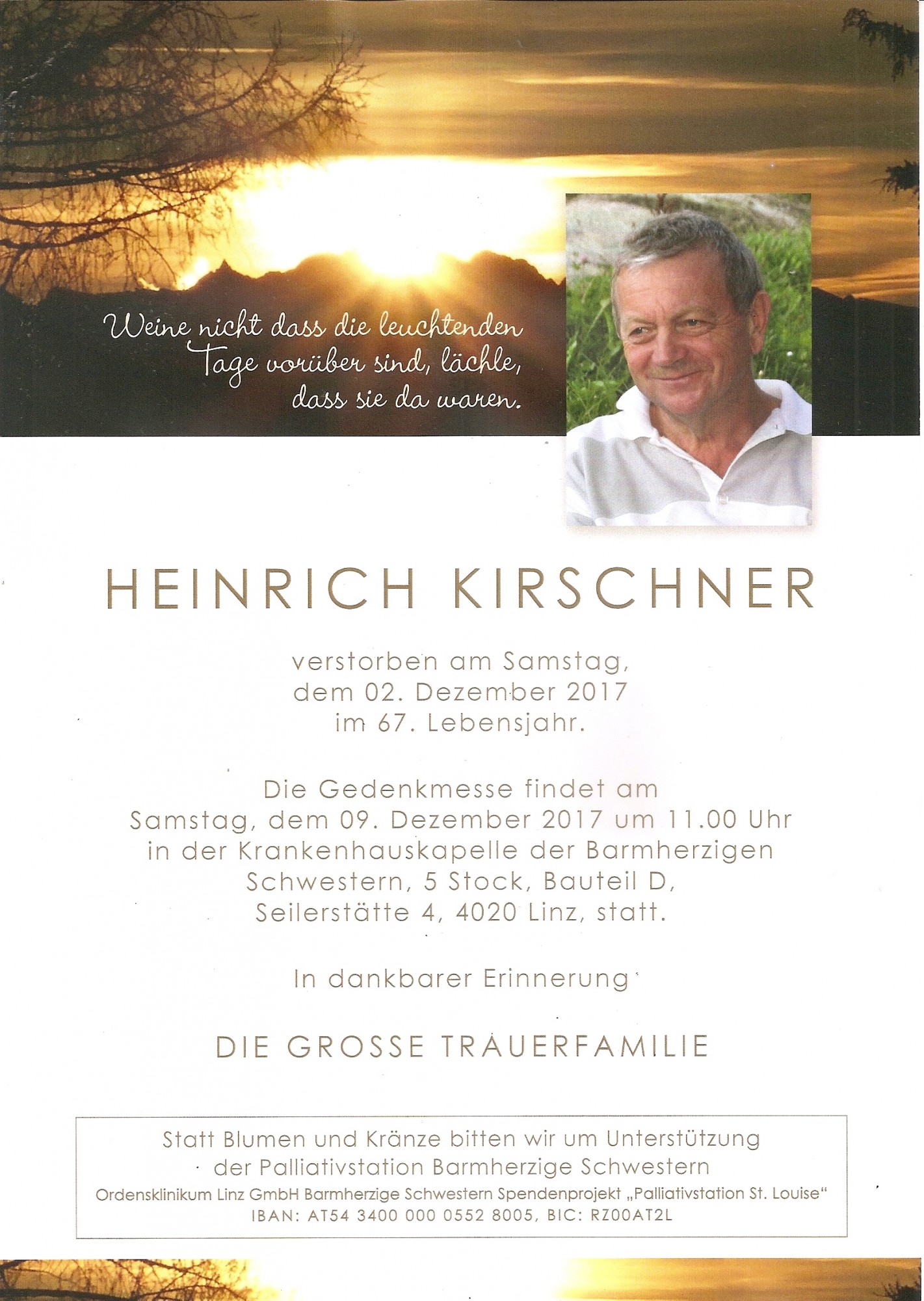 Traueranzeige von Heinrich Kirschner