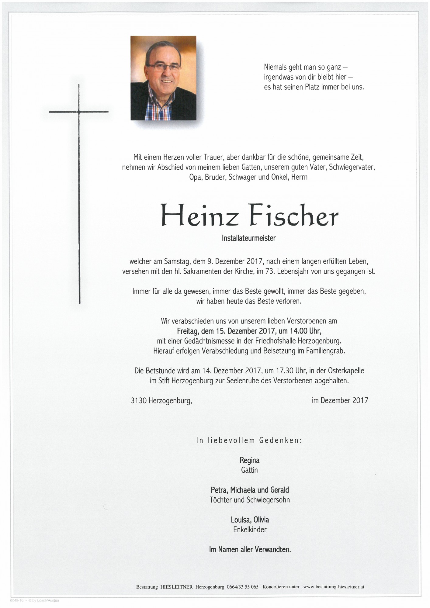 Traueranzeige von Heinz Fischer