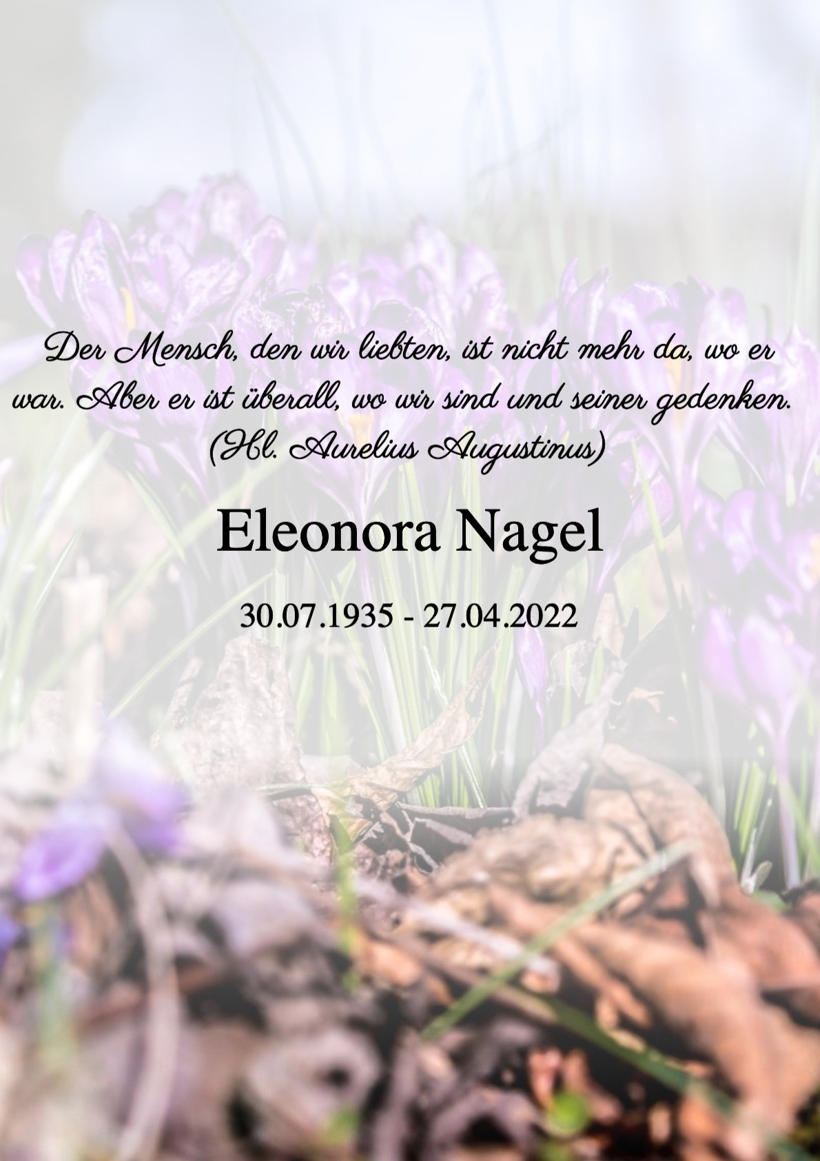 Traueranzeige von Eleonora Nagel