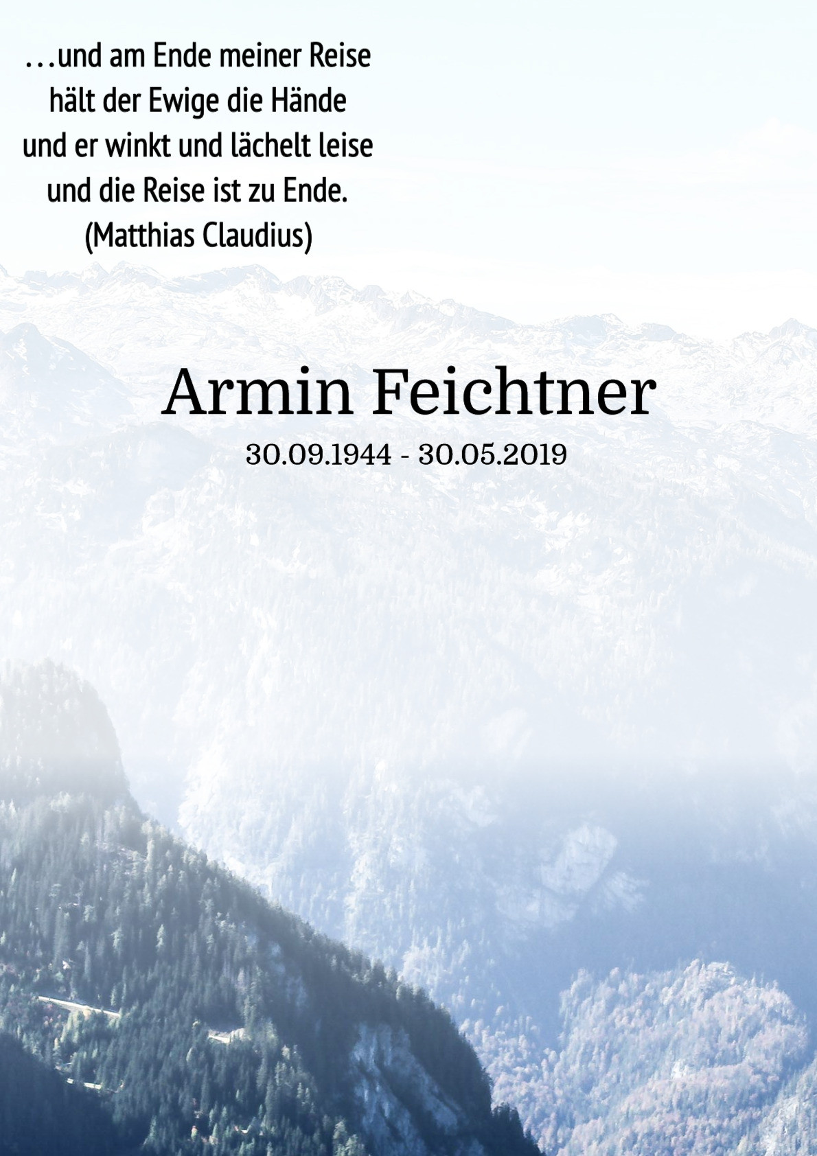 Traueranzeige von Armin Feichtner