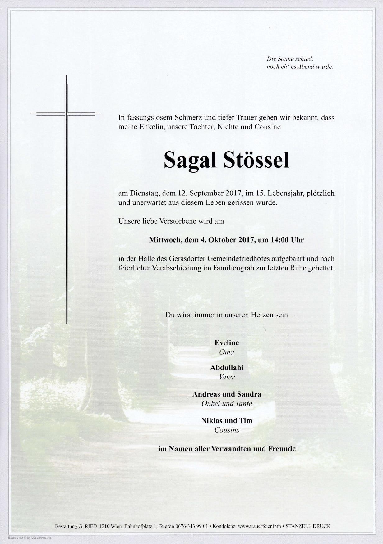 Traueranzeige von Sagal Stössel