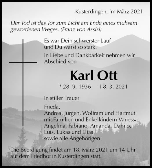 Traueranzeige von Karl Ott