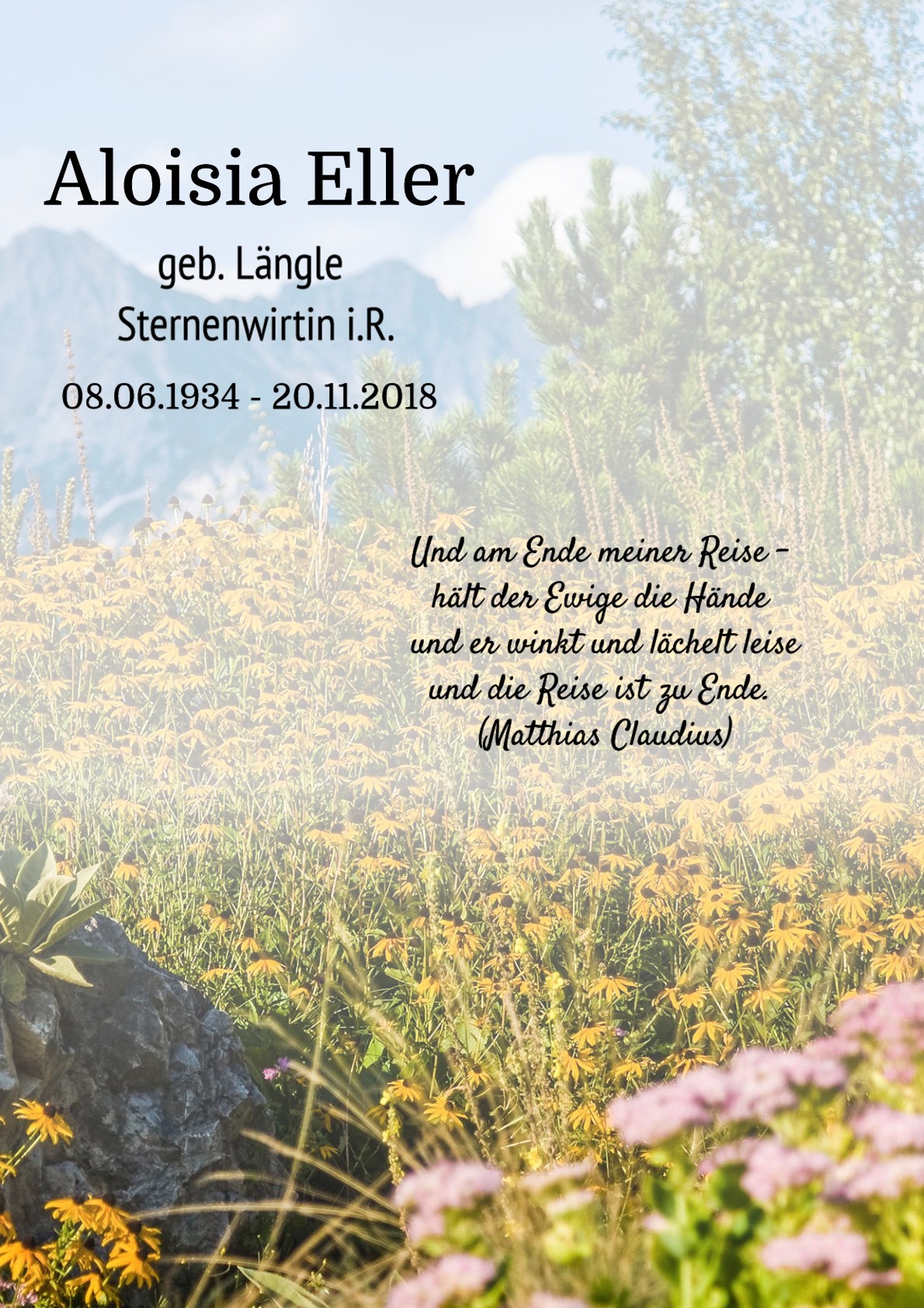 Traueranzeige von Aloisia Eller
