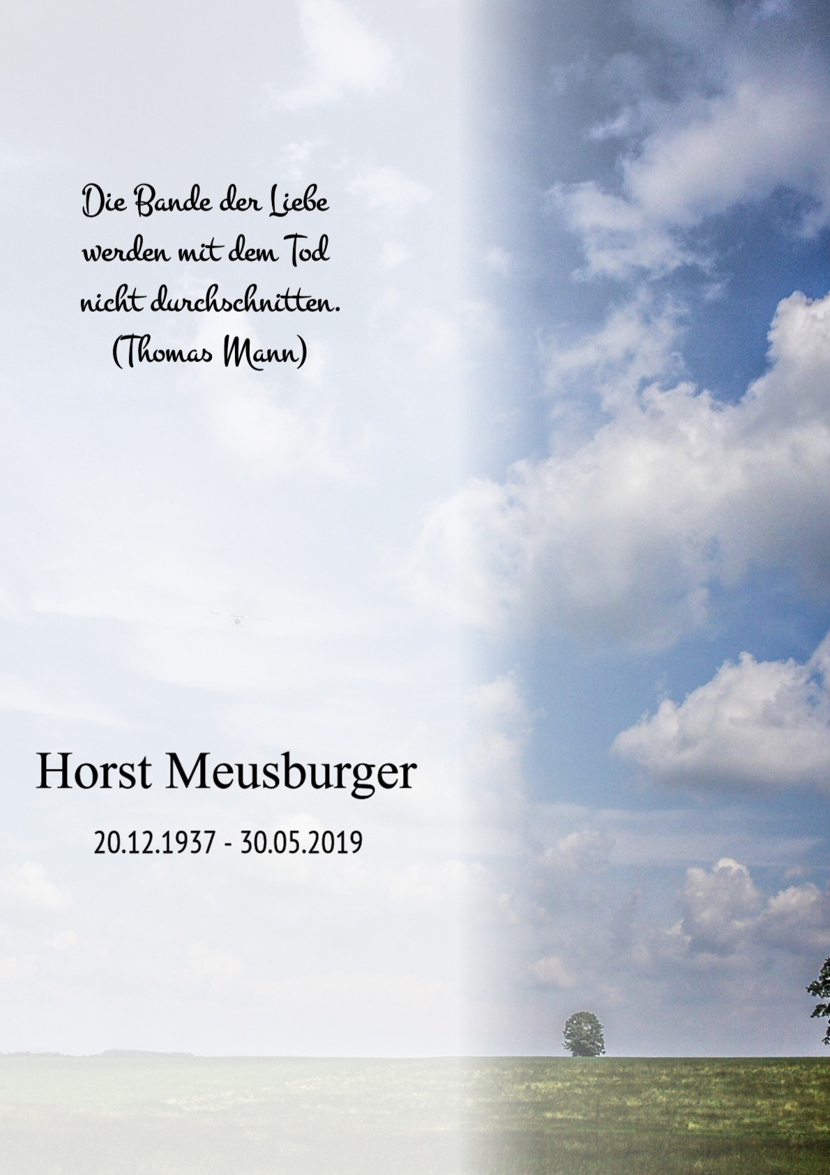 Traueranzeige von Horst Meusburger
