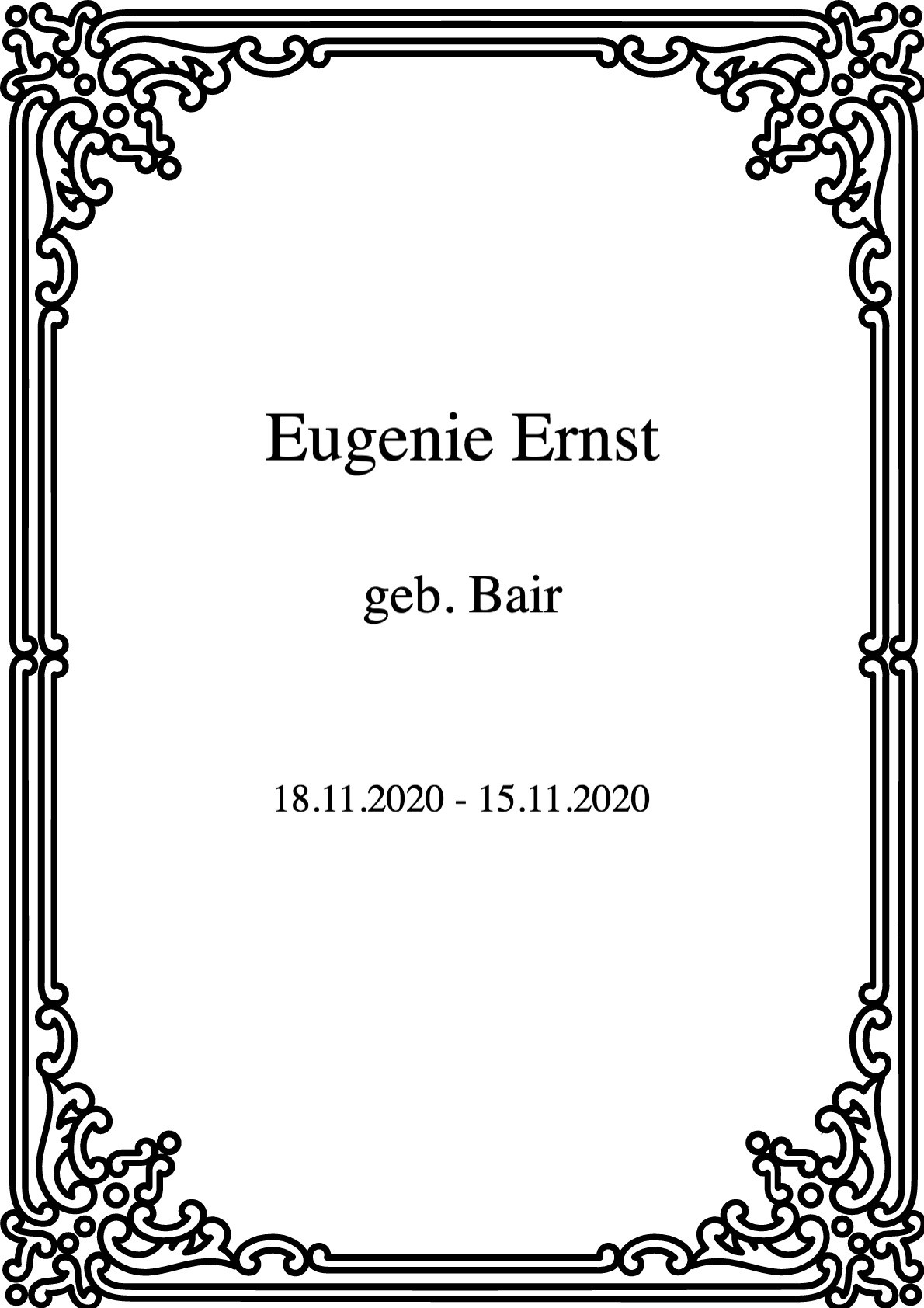 Traueranzeige von Eugenie Ernst