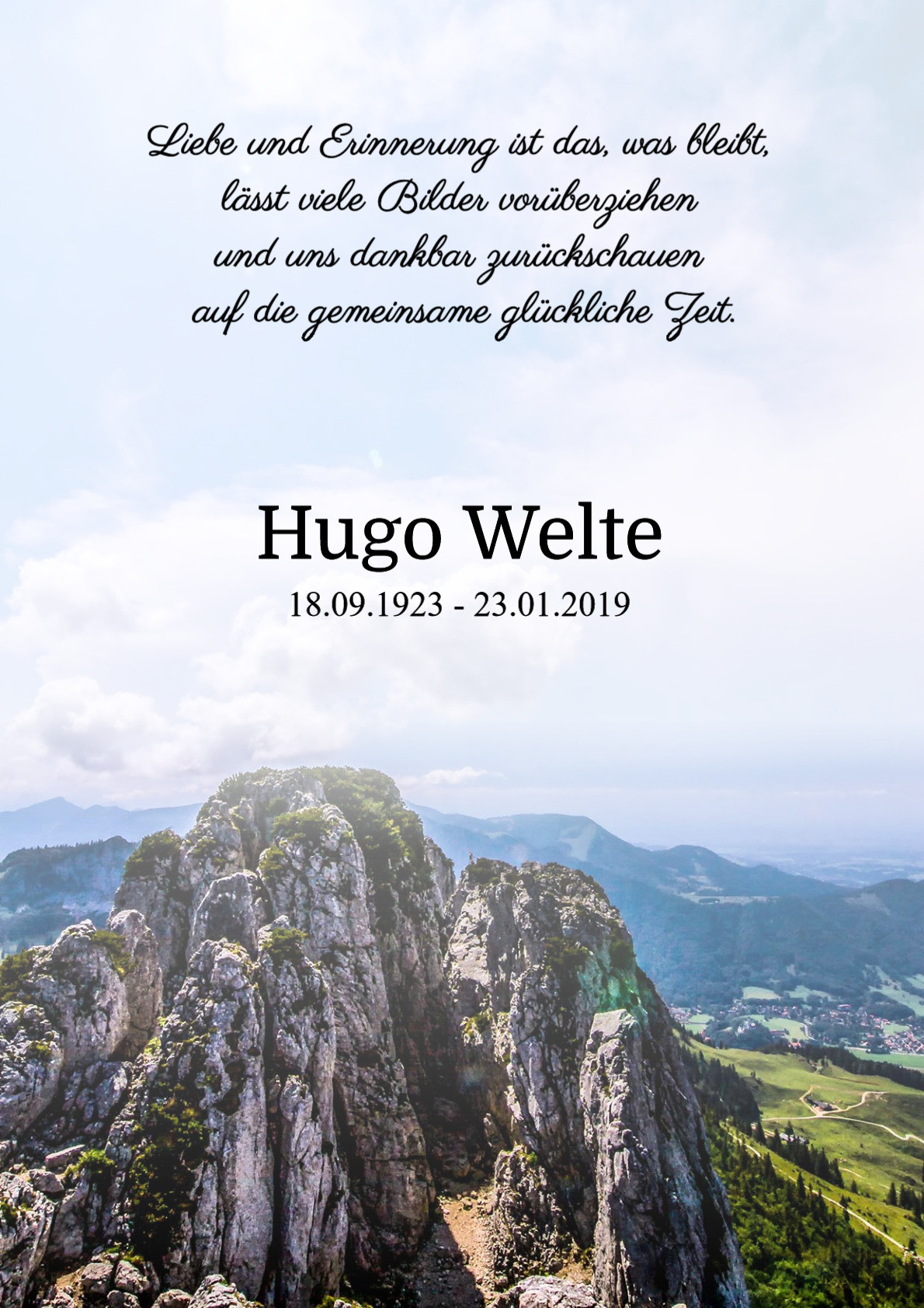 Traueranzeige von Hugo Welte