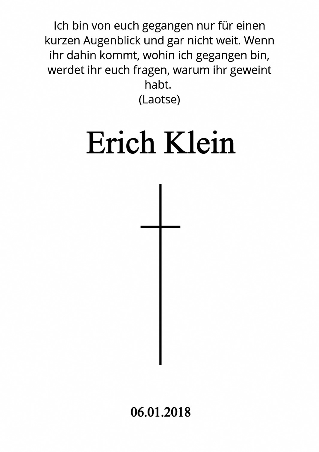 Traueranzeige von Erich Klein