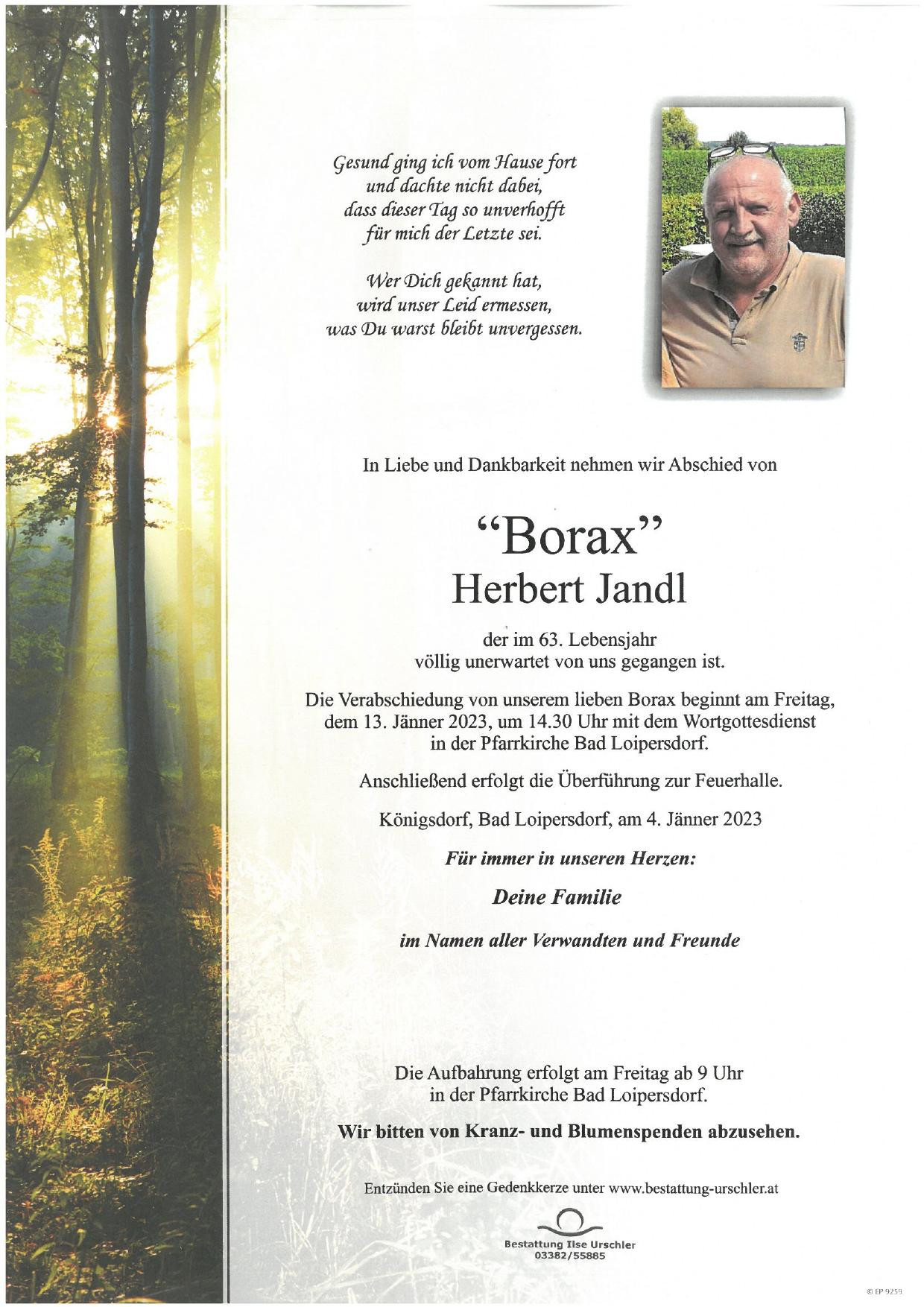 Traueranzeige von "Borax" Herbert Jandl