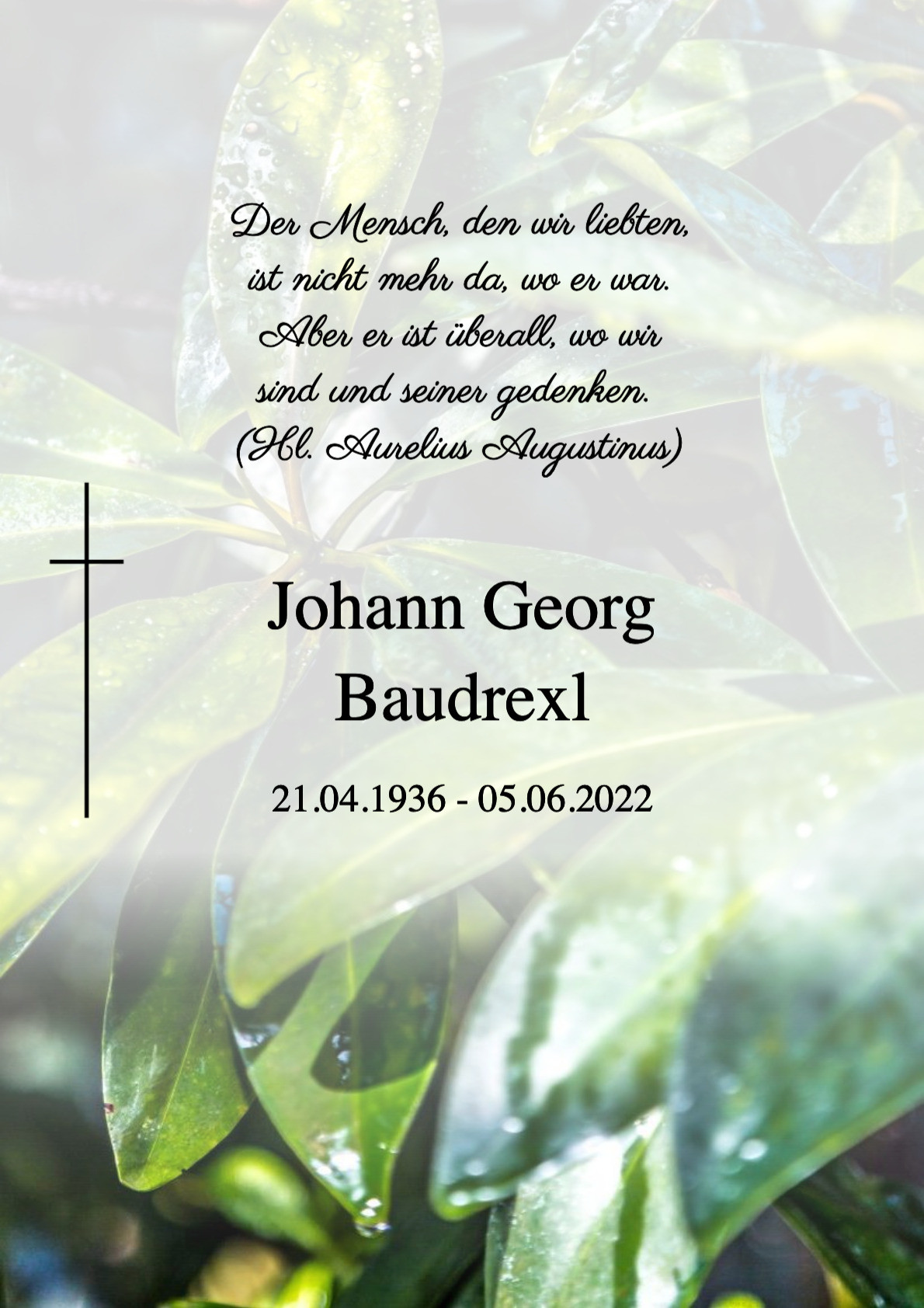 Traueranzeige von Johann Georg Baudrexl