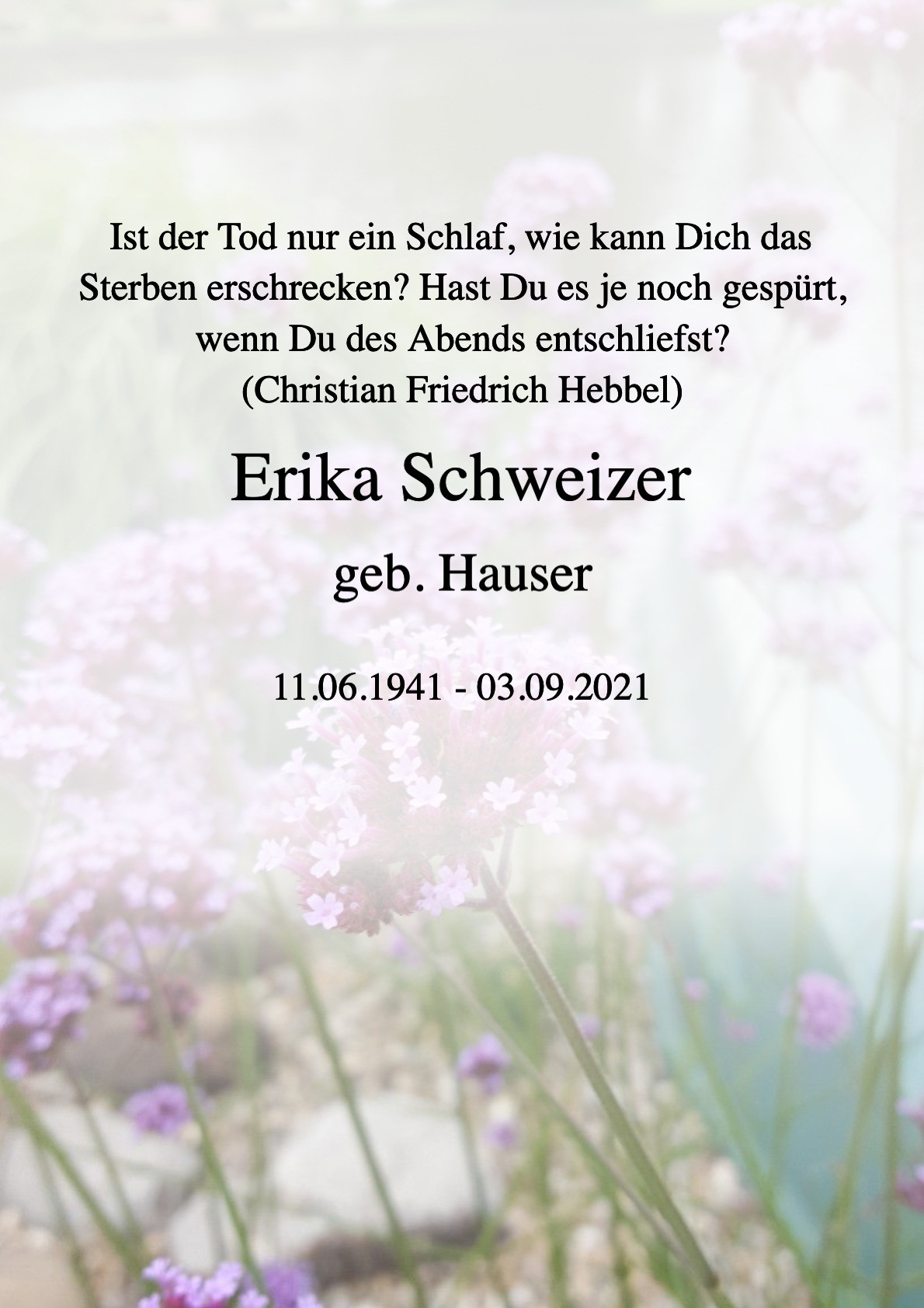 Traueranzeige von Erika Schweizer