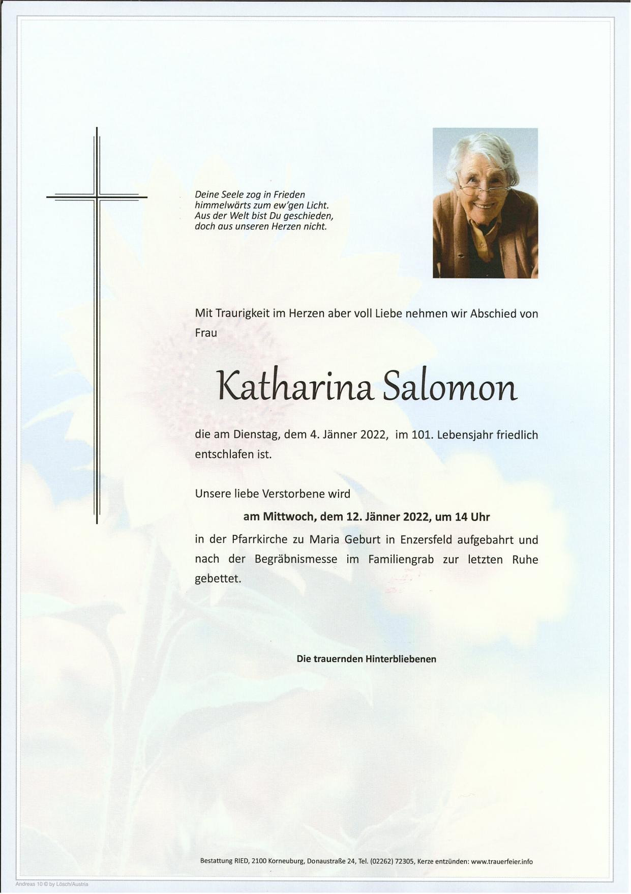 Traueranzeige von Katharina Salomon
