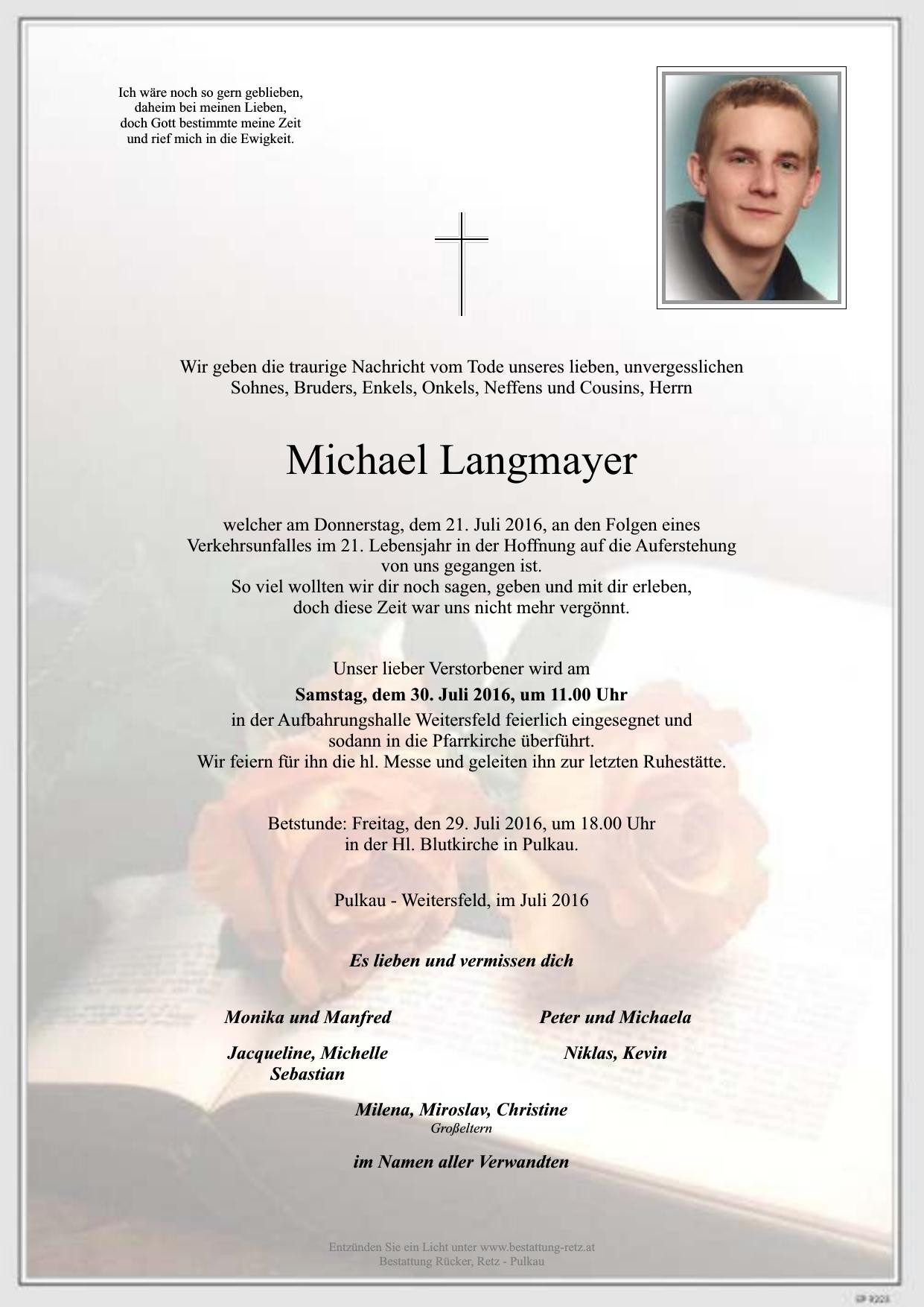 Traueranzeige von Michael Langmayer