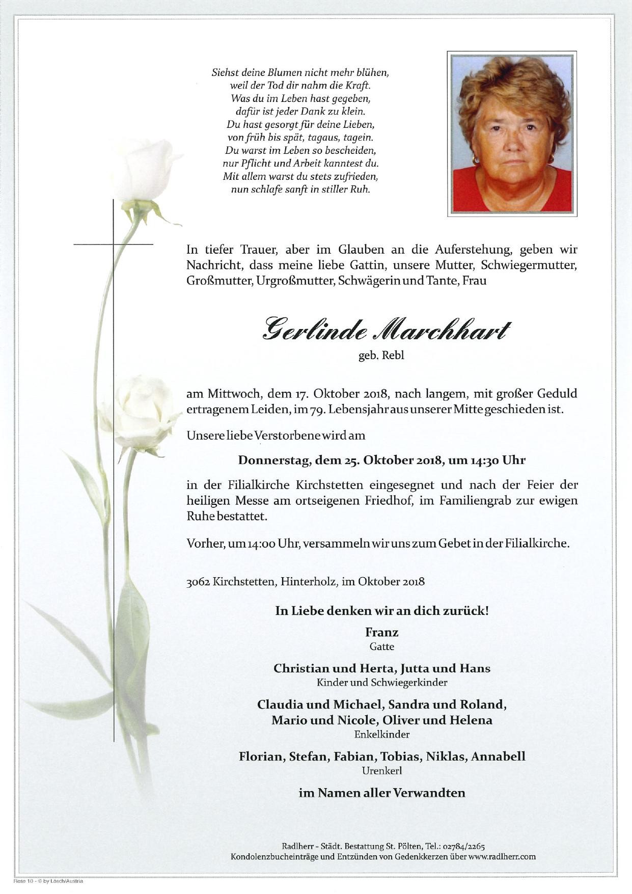 Traueranzeige von Gerlinde Marchhart