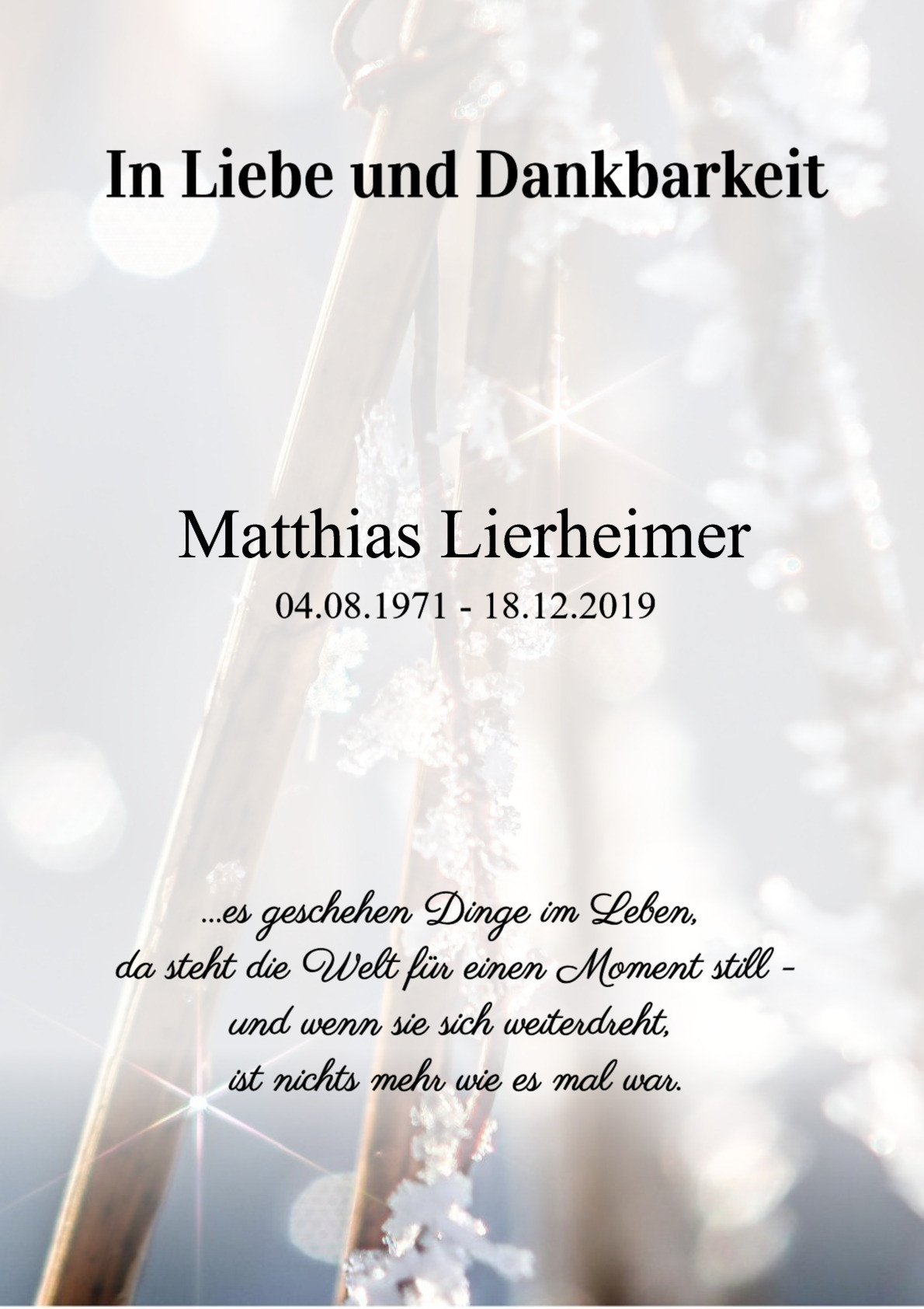 Traueranzeige von Matthias Lierheimer