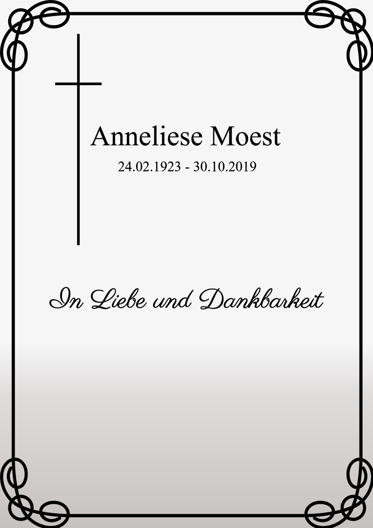 Traueranzeige von Anneliese Moest