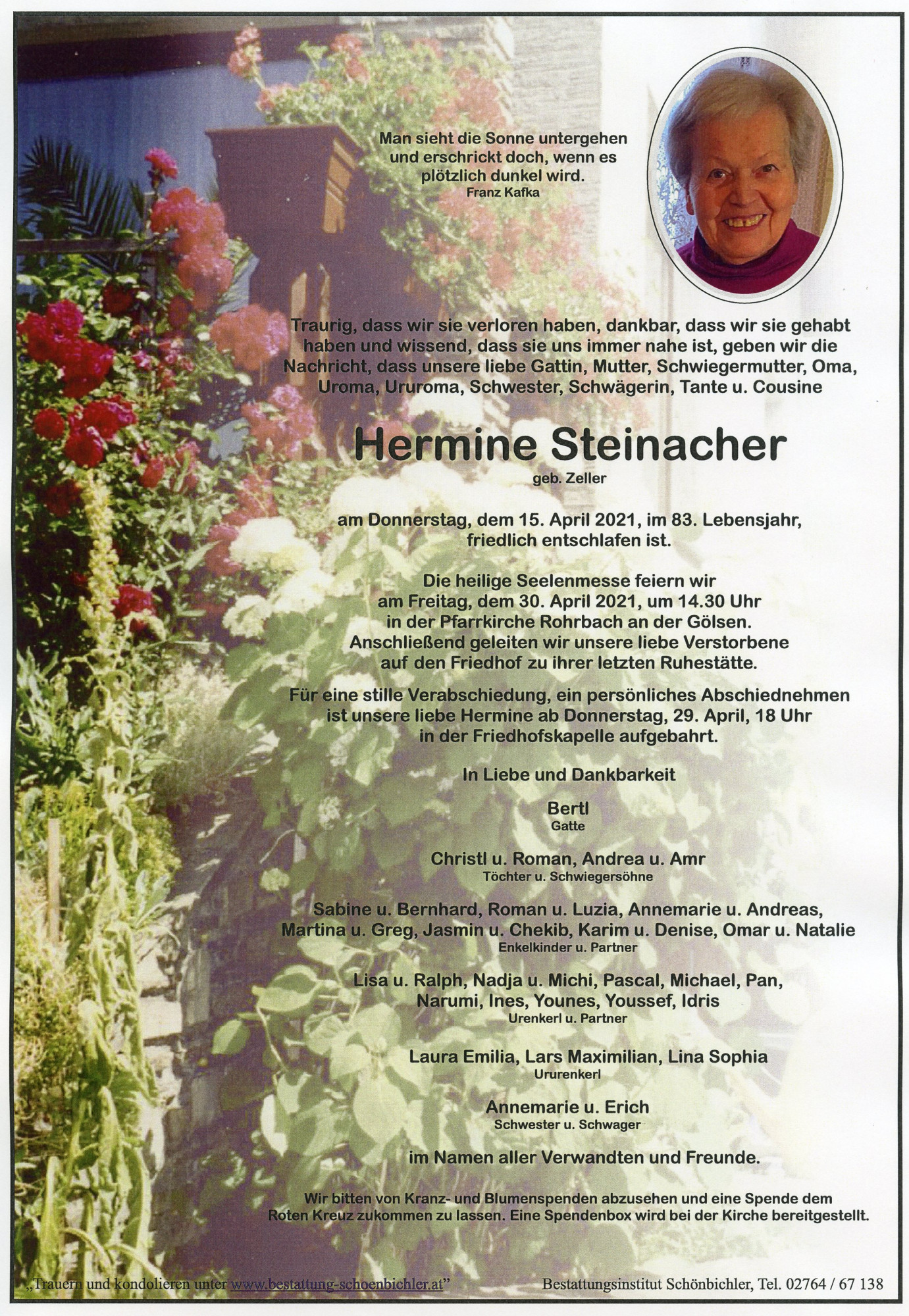 Traueranzeige von Hermine Steinacher