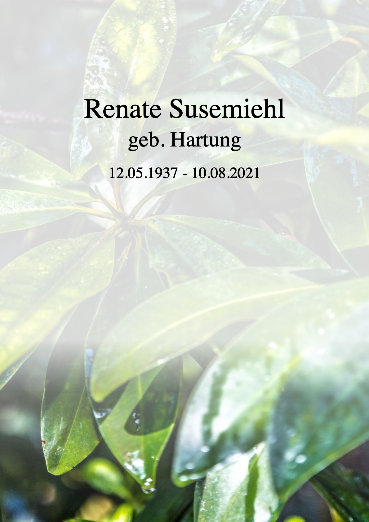 Traueranzeige von Renate Susemiehl