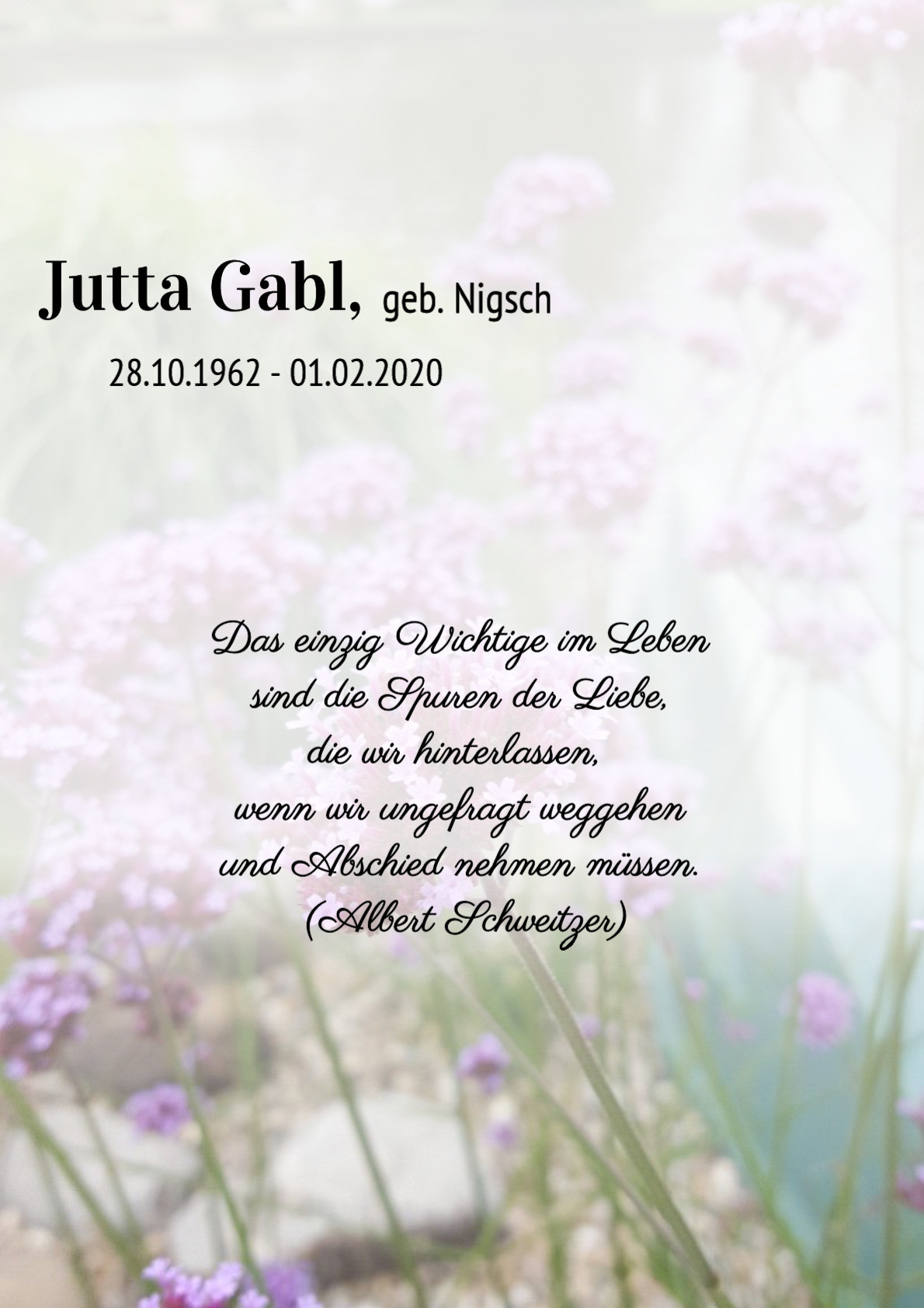 Traueranzeige von Jutta Gabl