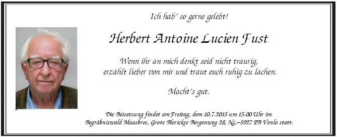 Traueranzeige von Herbert Fust