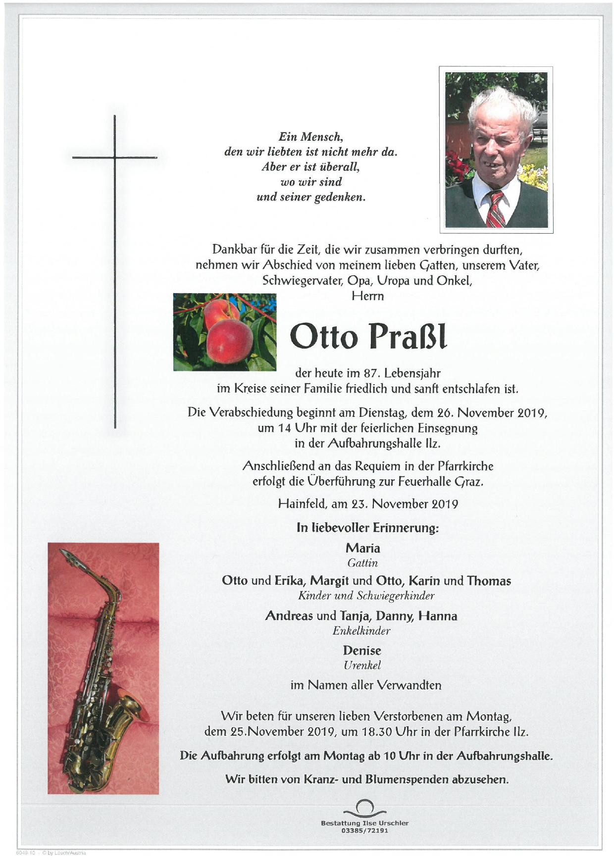 Traueranzeige von Otto Praßl